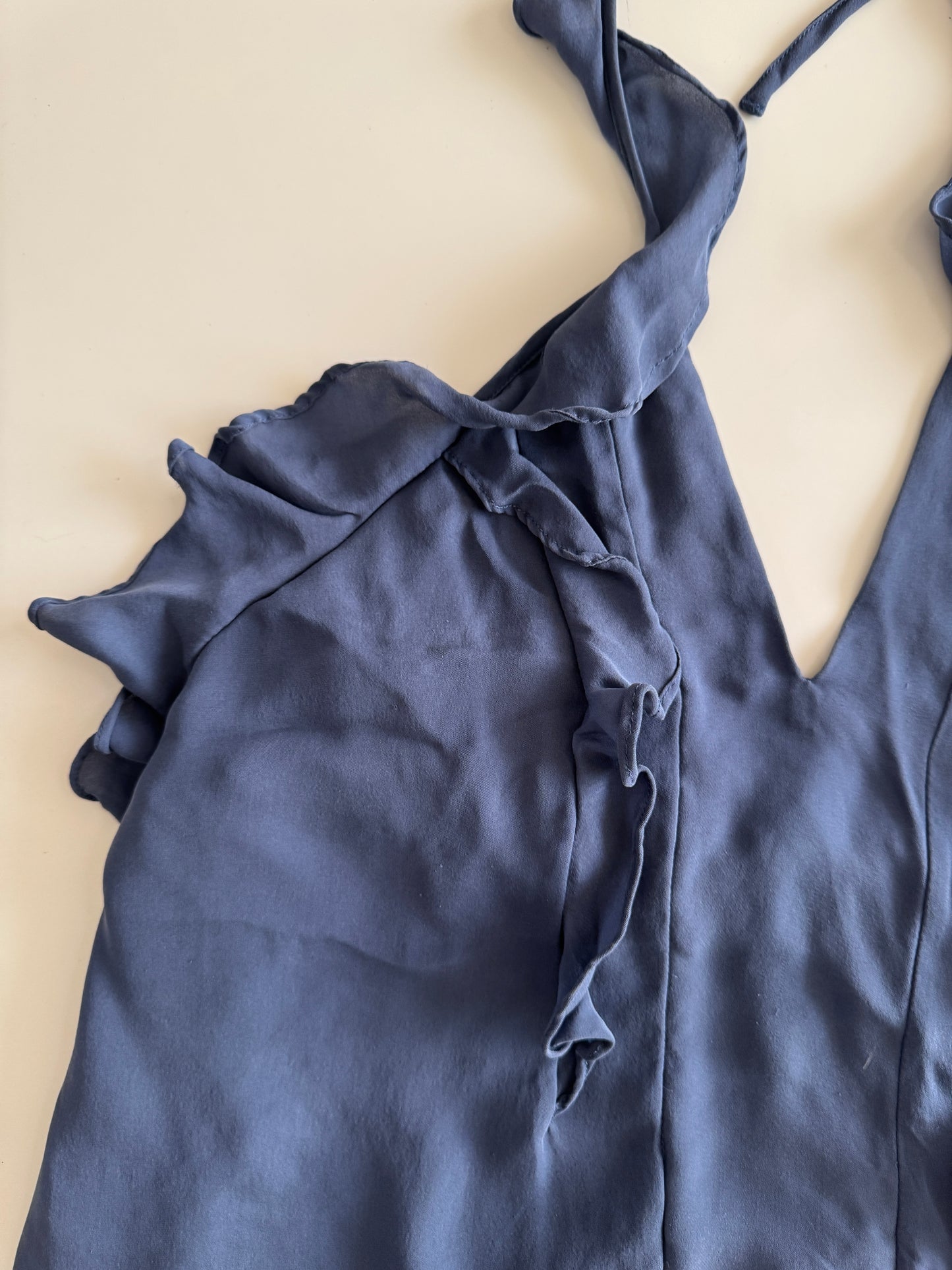 Top azul con escarolas, Talla XS, Mujer, L'Agence