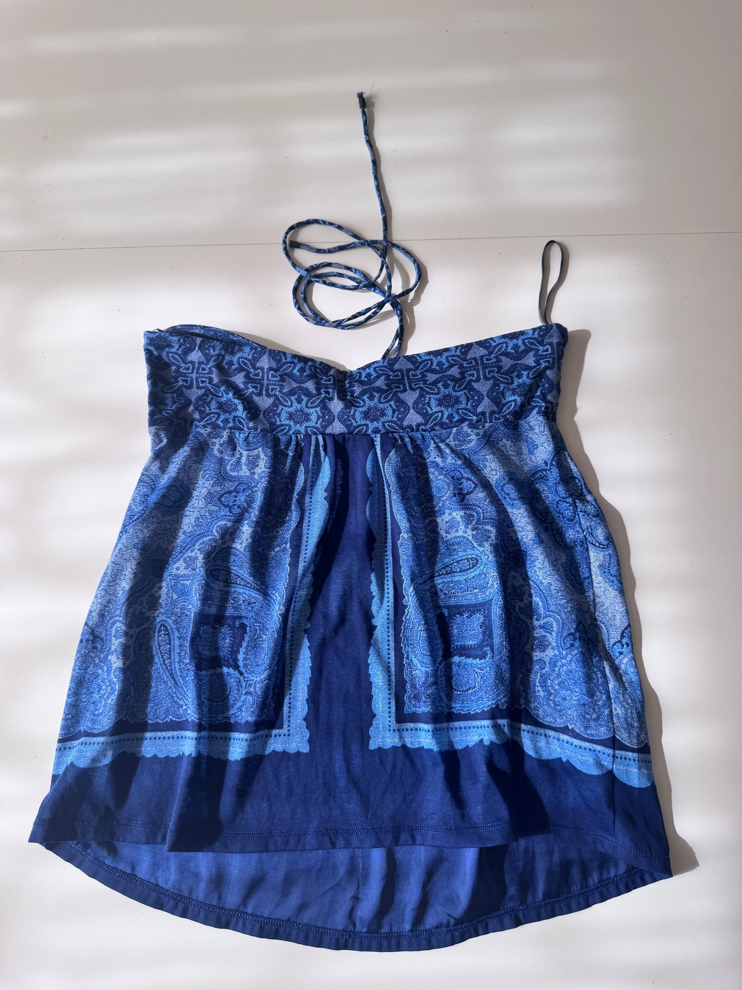 Top halter azul, Talla XS, Mujer, Mango
