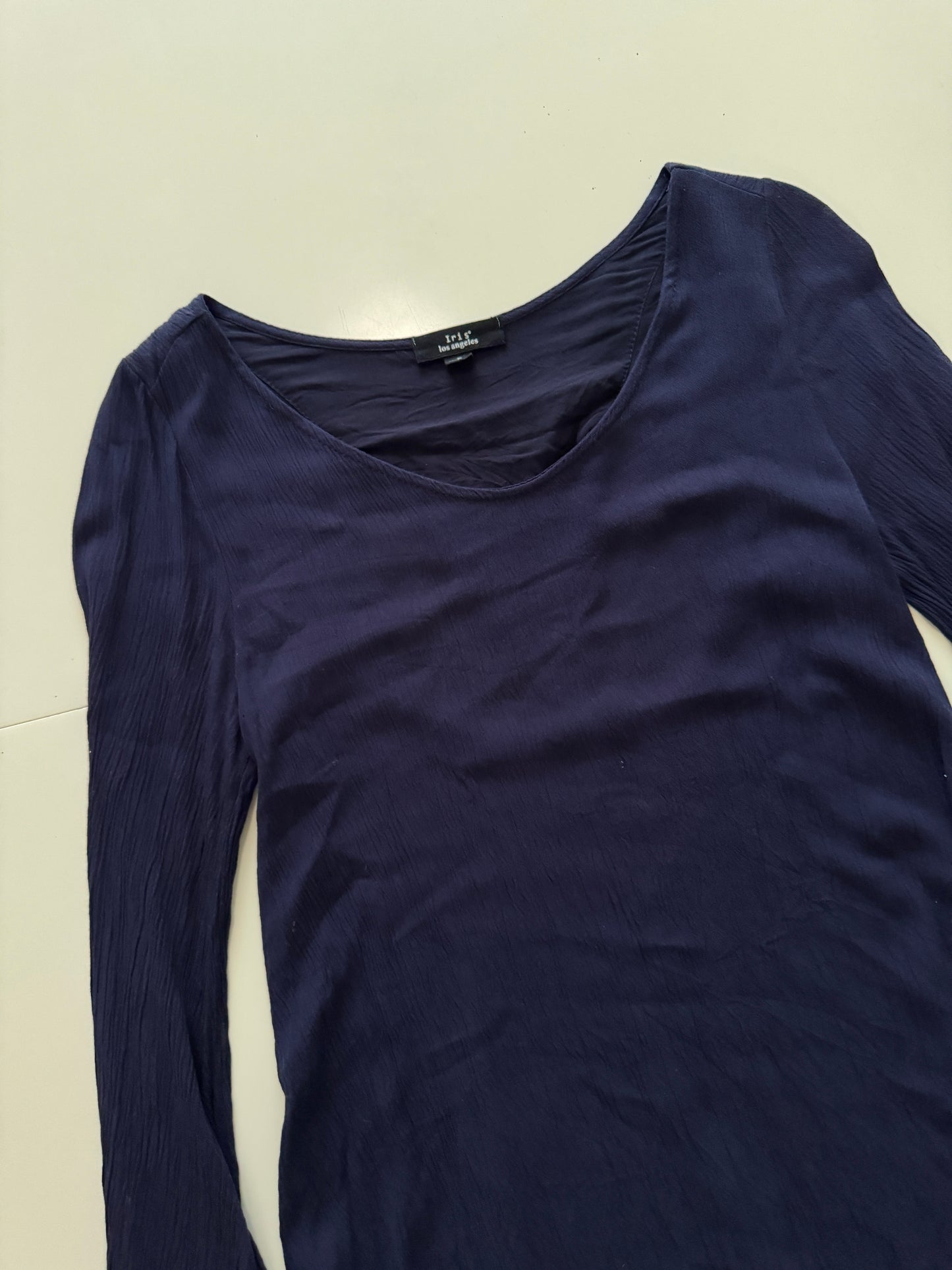 Blusa azul, manga larga, Talla S, Mujer, Iris