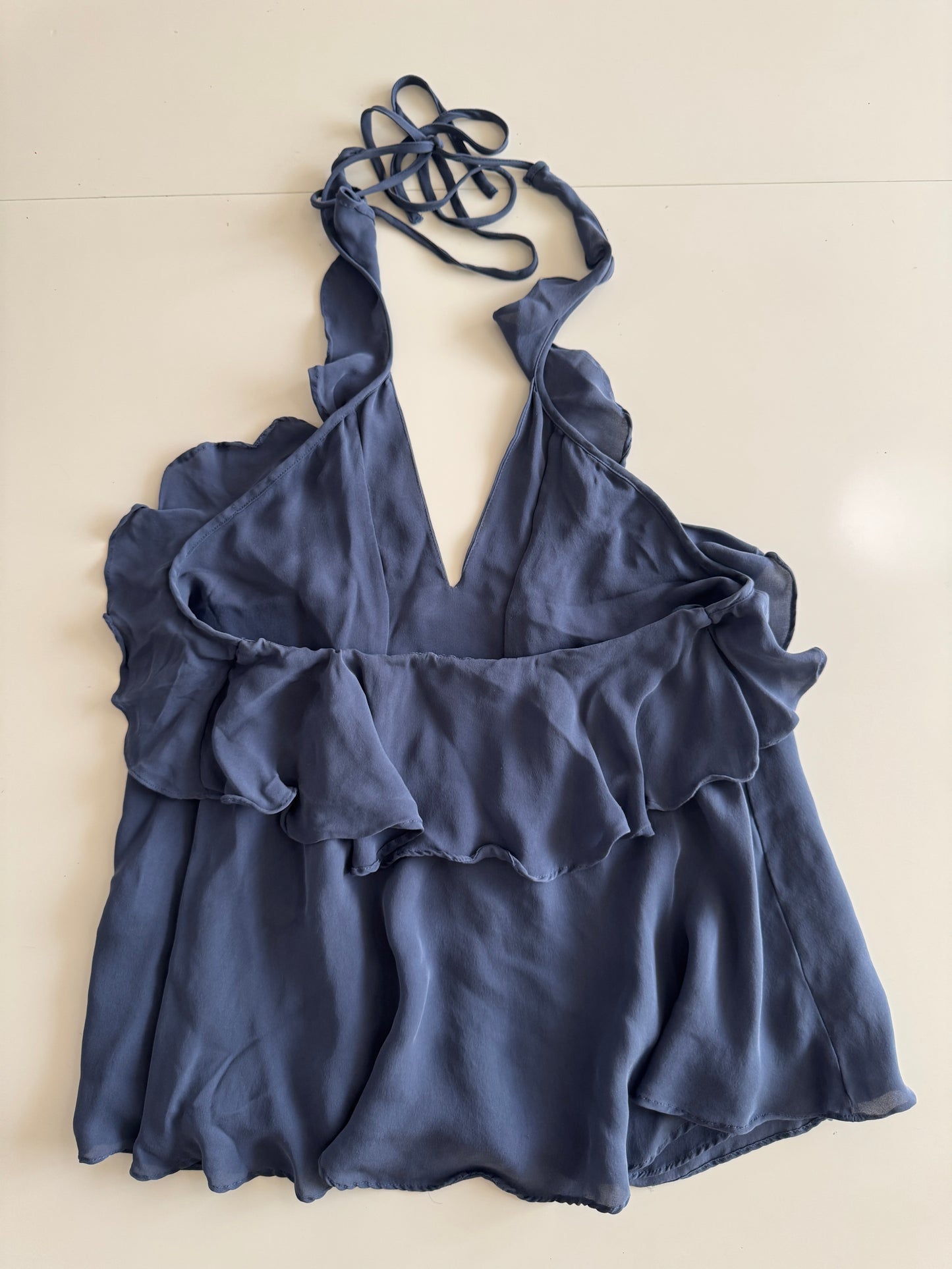 Top azul con escarolas, Talla XS, Mujer, L'Agence