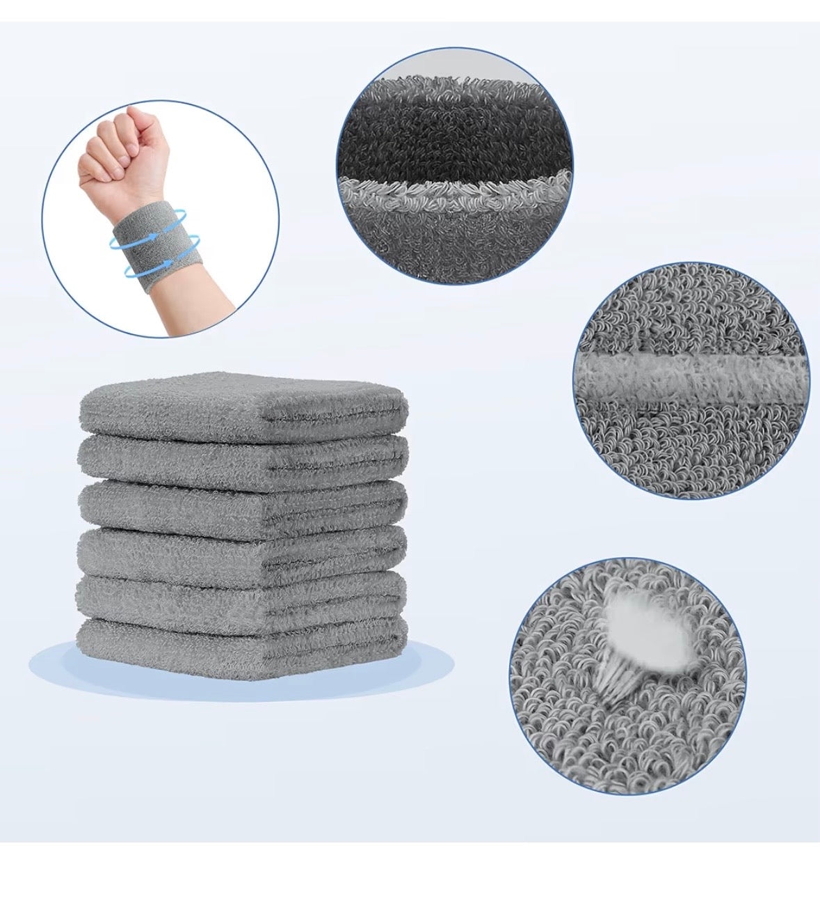 Muñequera de sudor gris