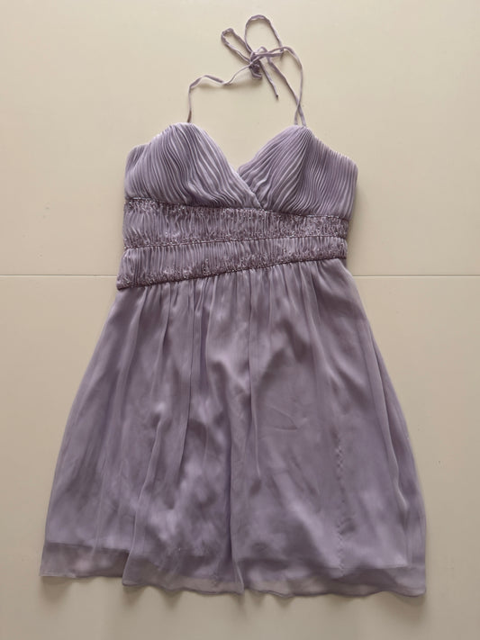 Vestido drapeado lila, Talla 8,L, Mujer