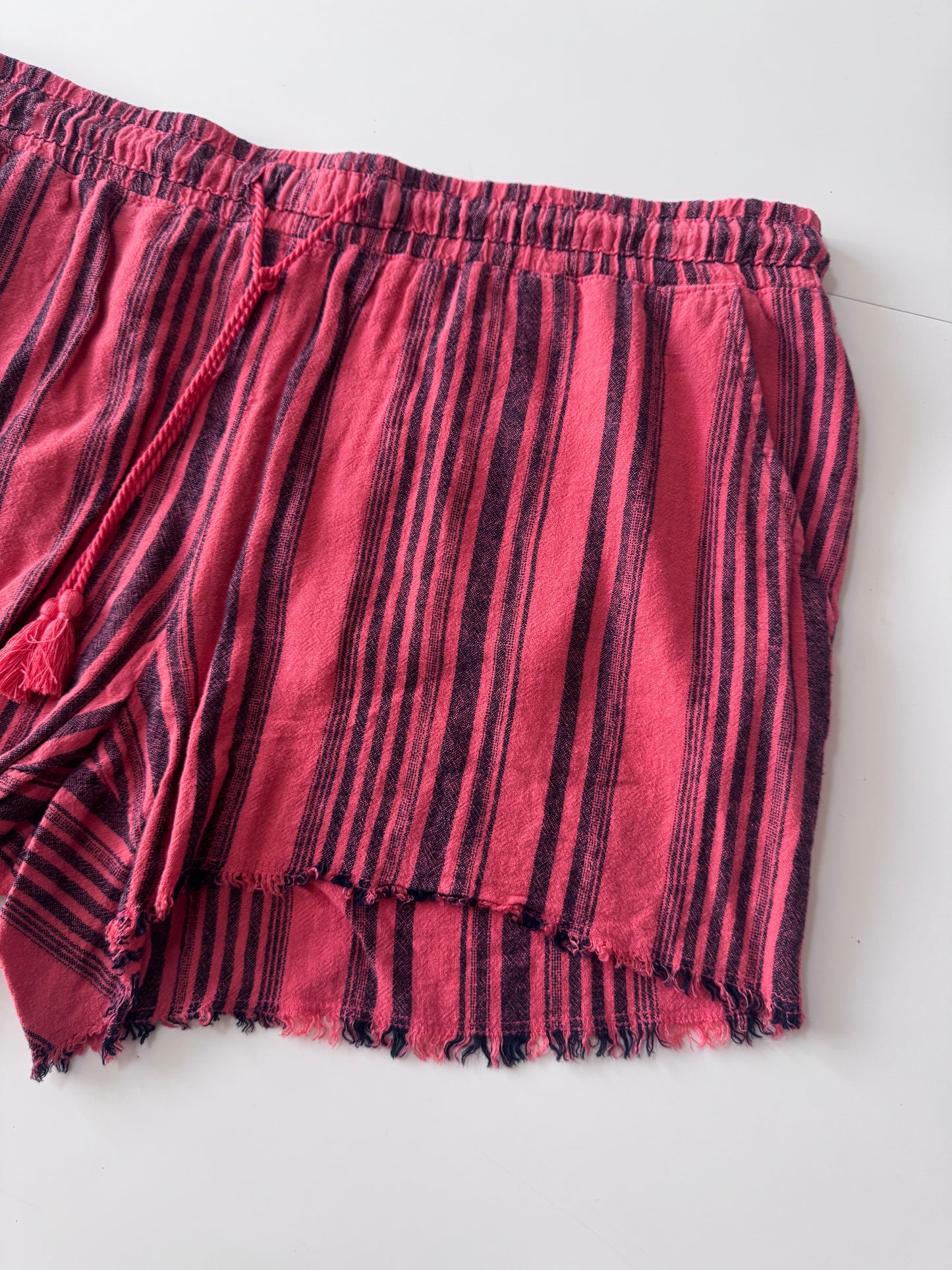 Shorts de lino de rayas, Talla XXL, 2XL, Mujer, Time and Tru