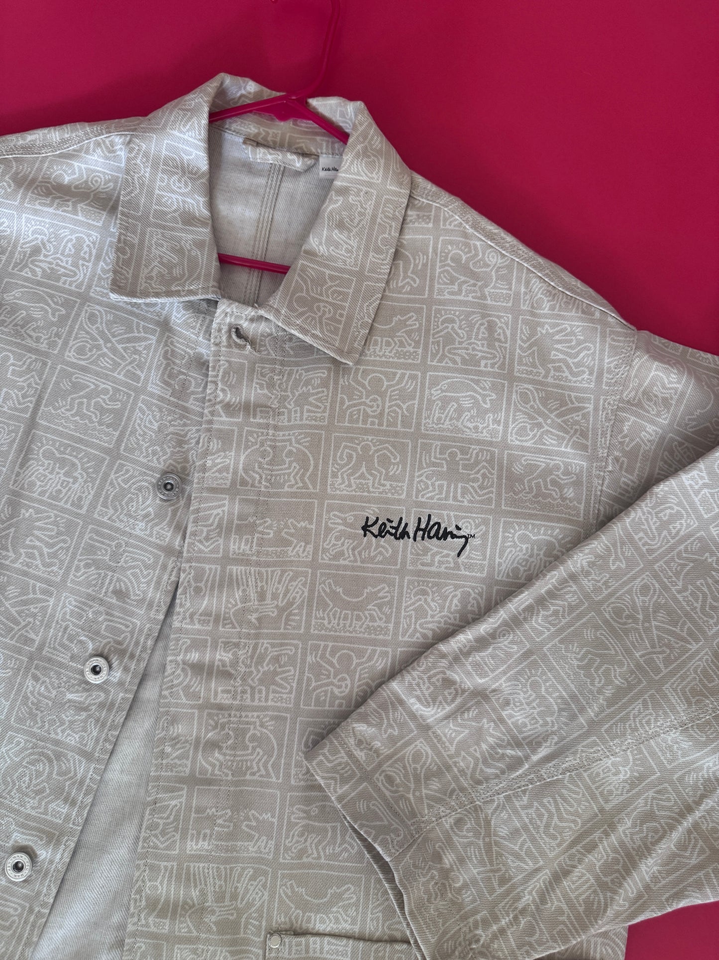 Chaqueta de mezclilla estampada, Talla Xl, Hombre, Keith Haring