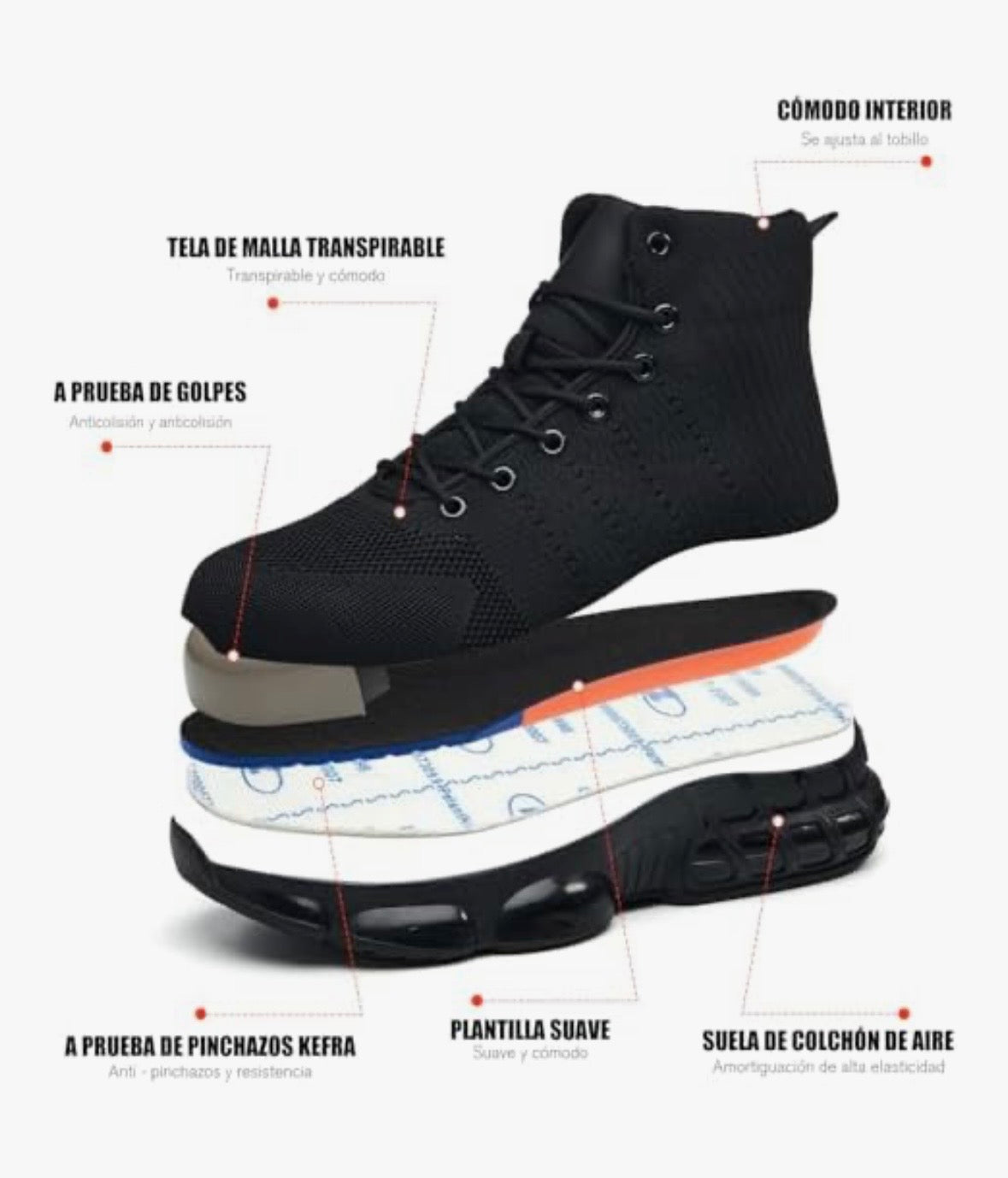 Tenis de seguridad industrial, Talla 7.5Mx, Hombre, Mofeele