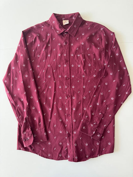 Camisa guinda estampada, Talla XL, Hombre