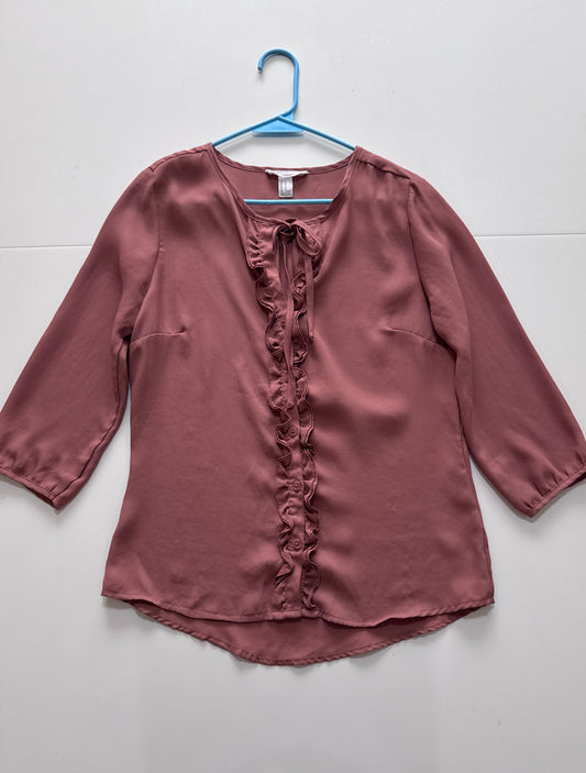 Blusa con holanes en pie de botones, Talla M, Mujer, Forever 21