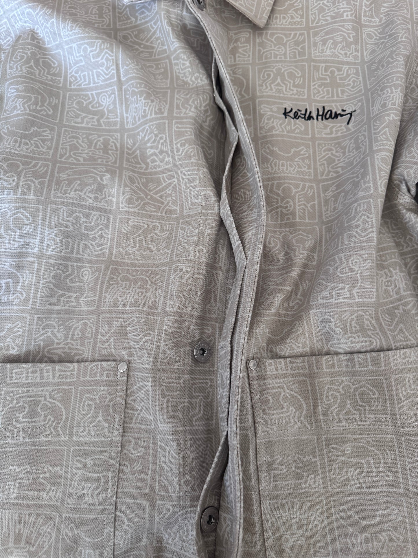 Chaqueta de mezclilla estampada, Talla Xl, Hombre, Keith Haring