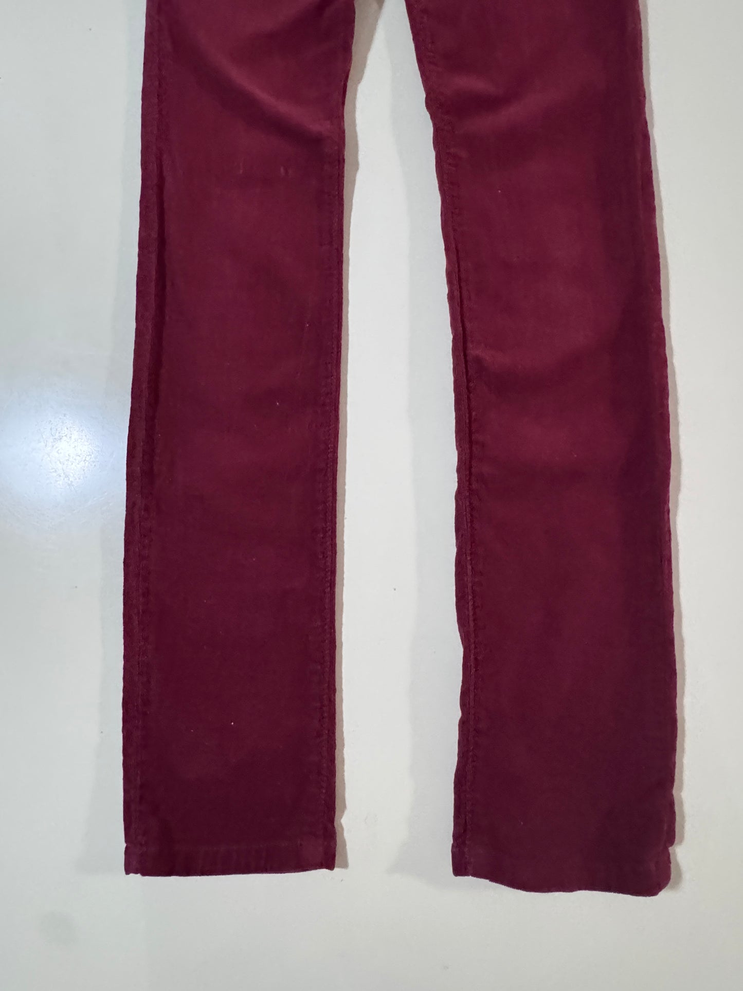 Pantalones skinny de corduroy rojos, Talla 3, XS, Mujer, Eunina