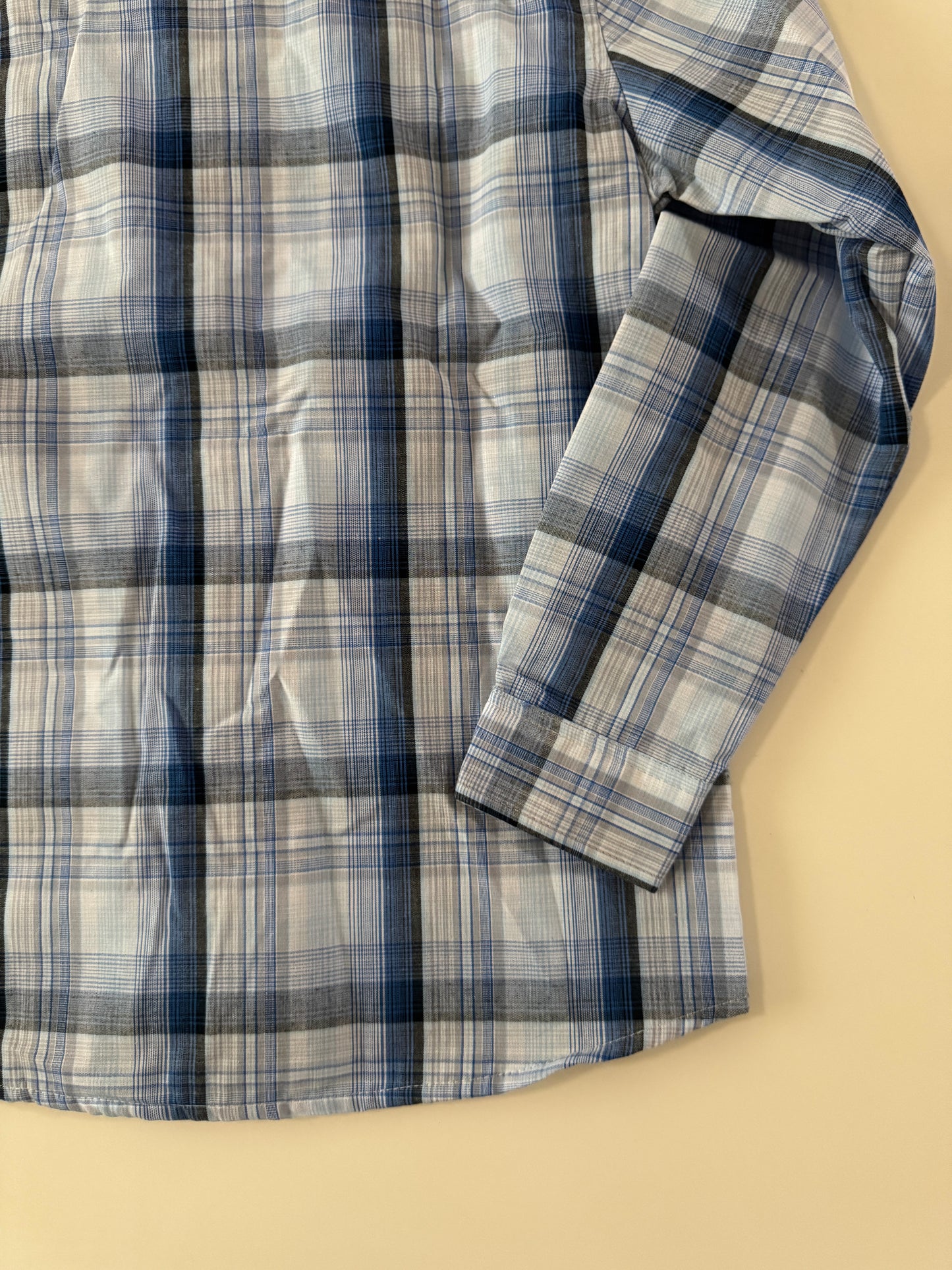 Camisa vaquera de cuadros celeste, Talla 12 años, MC Shirt, Niño