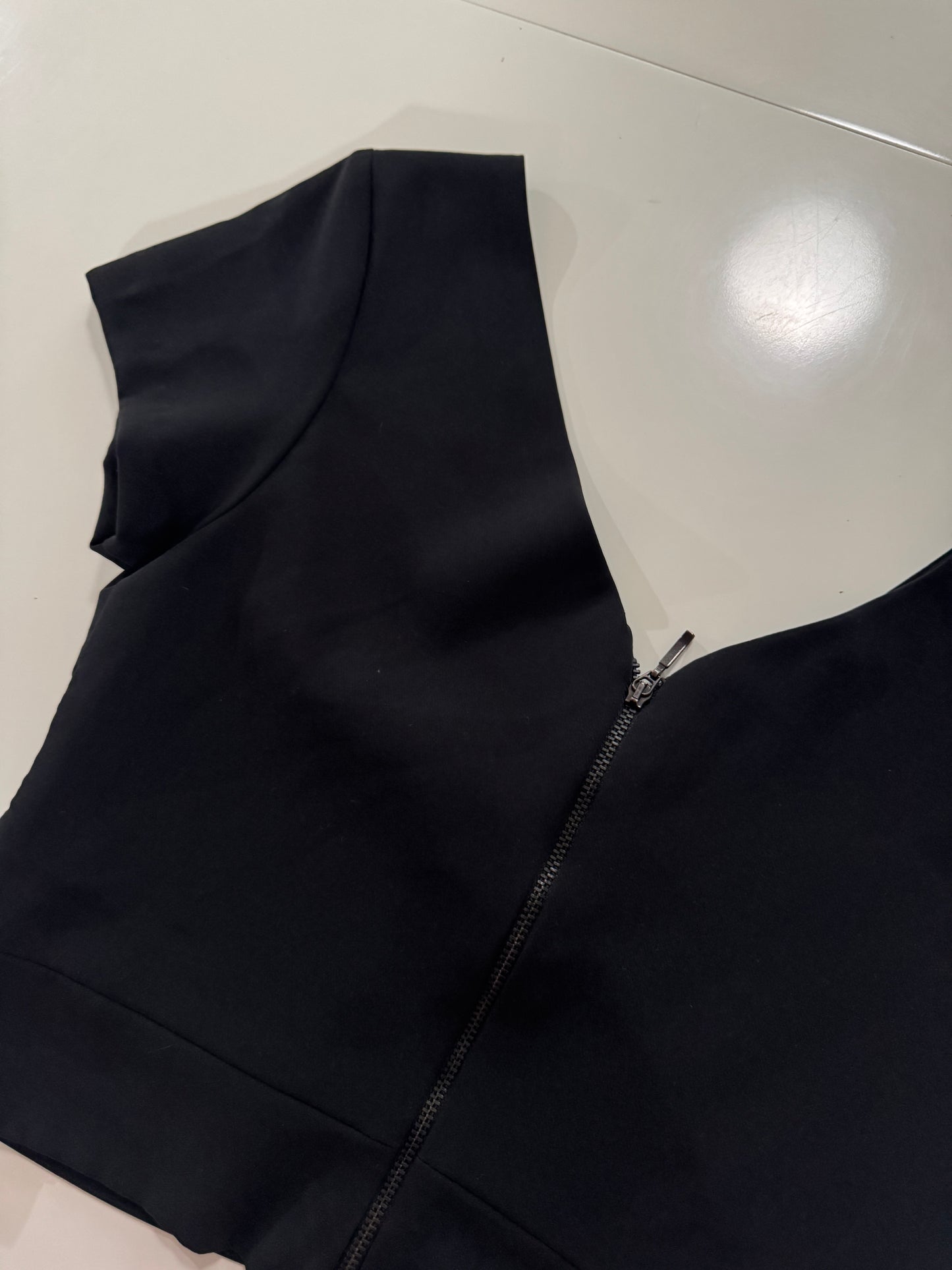 Crop top negro, Talla S,26, Mujer, Zara