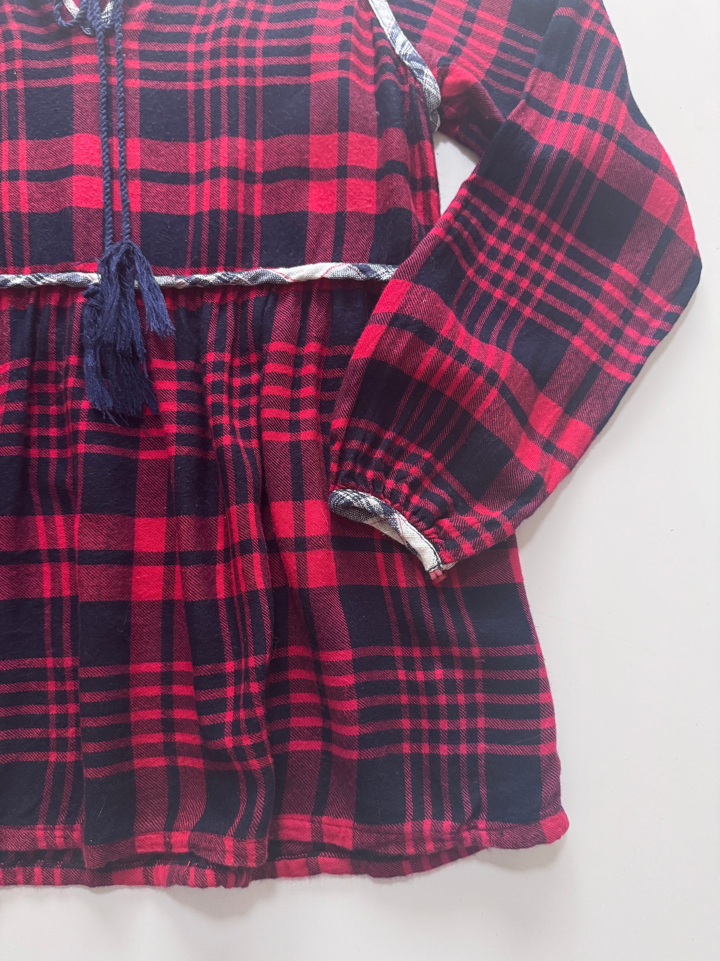 Blusa de franela roja cuadros, Talla XS, Mujer, THML
