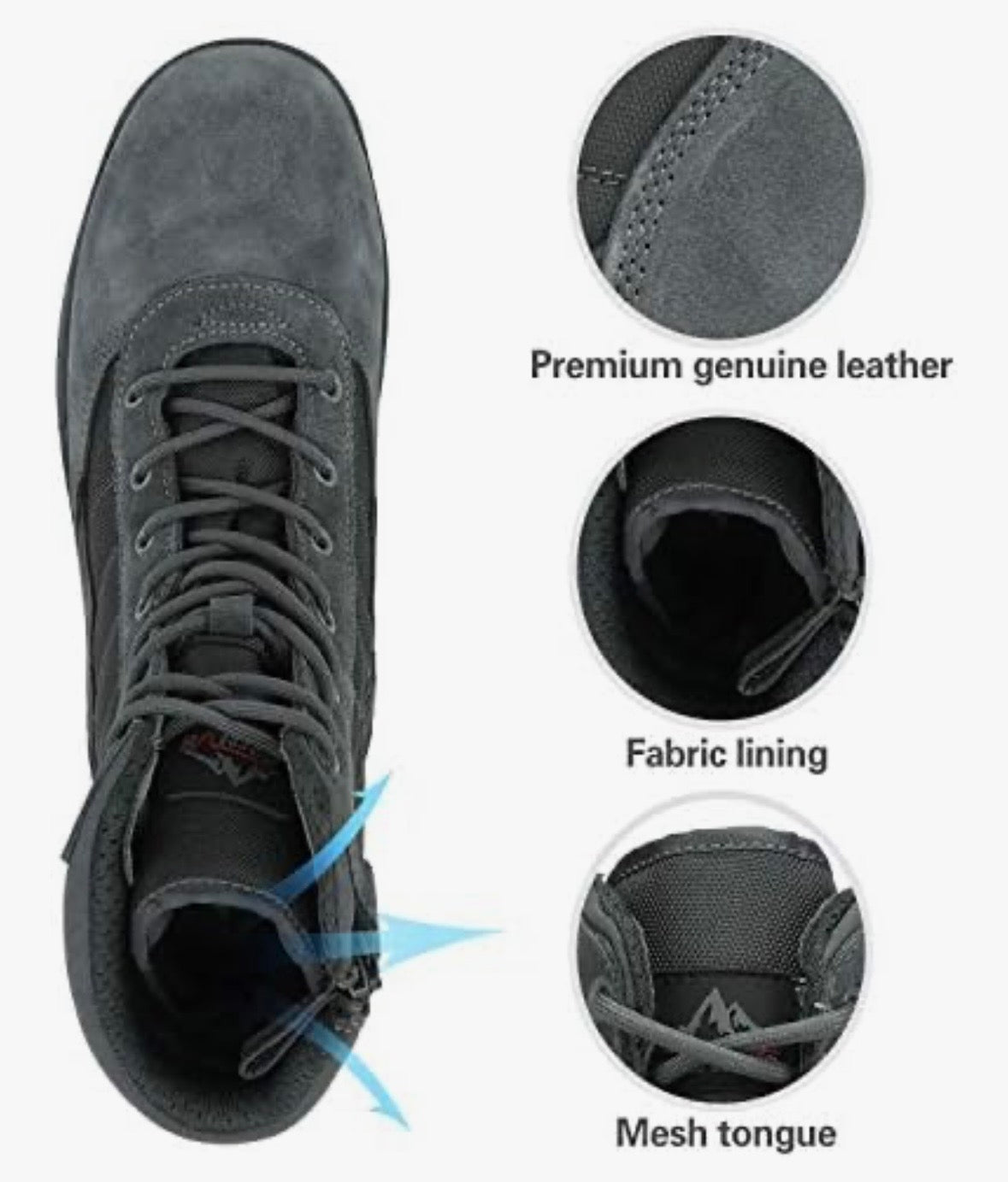 Botas de seguridad grises, Talla 8 Usa, 41 Eur, Hombre, Notri V8
