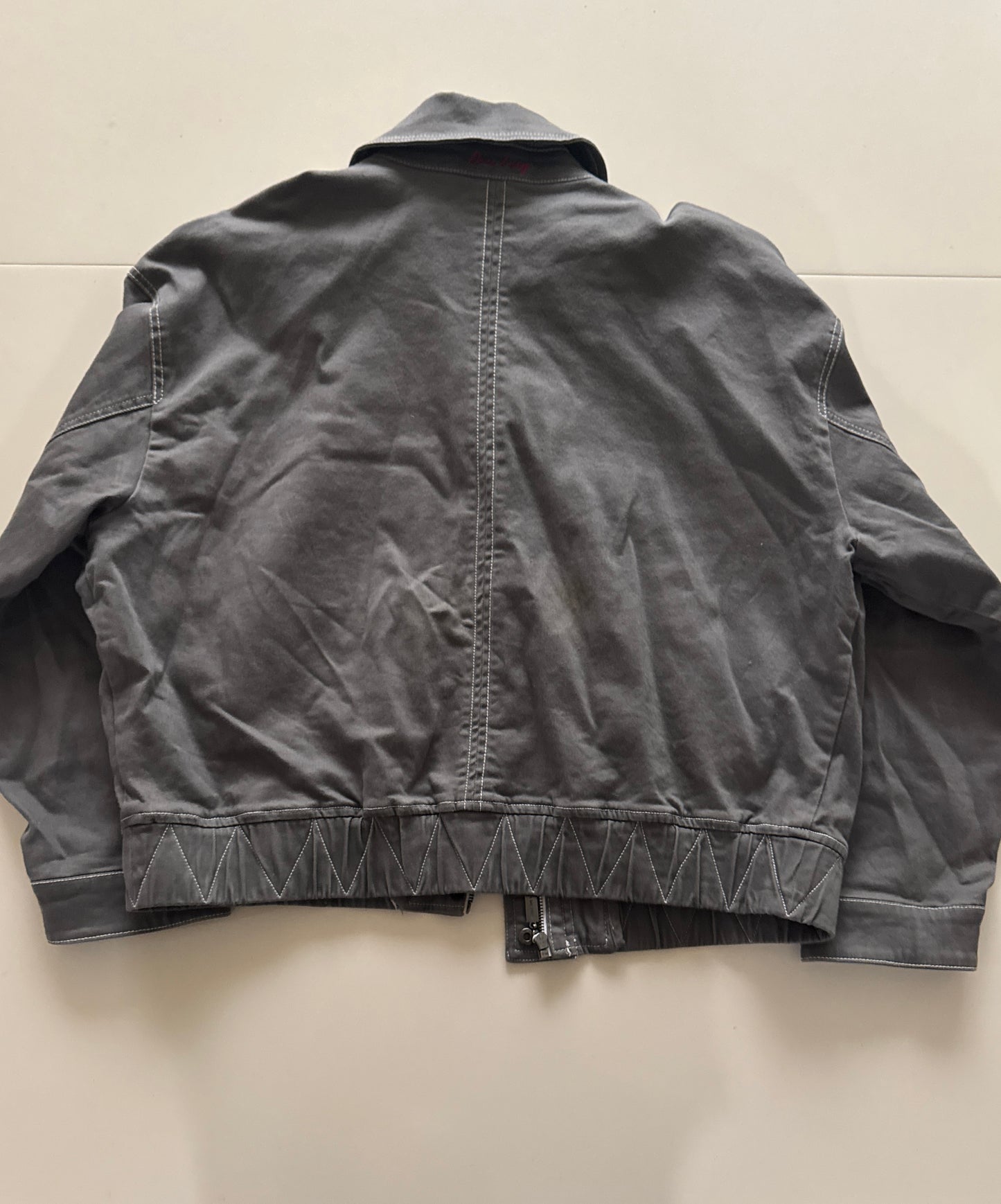 Chaqueta ligera gris de mezclilla, Talla M, Mujer, Peace love world