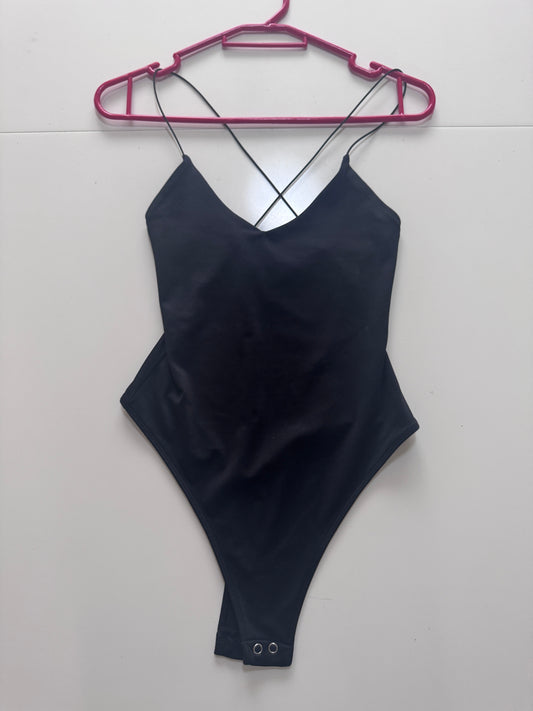 Panty blusa negra, Talla Xs, Mujer, Bershka