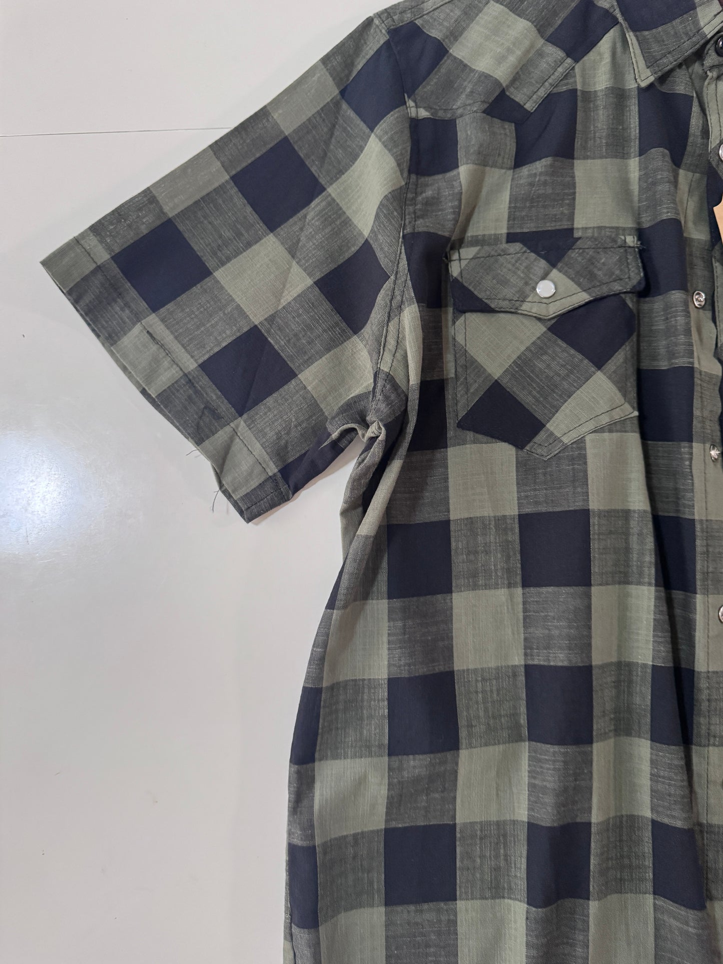 Camisa vaquera cuadros verdes, Talla 42,Xl, Hombre, Kracto