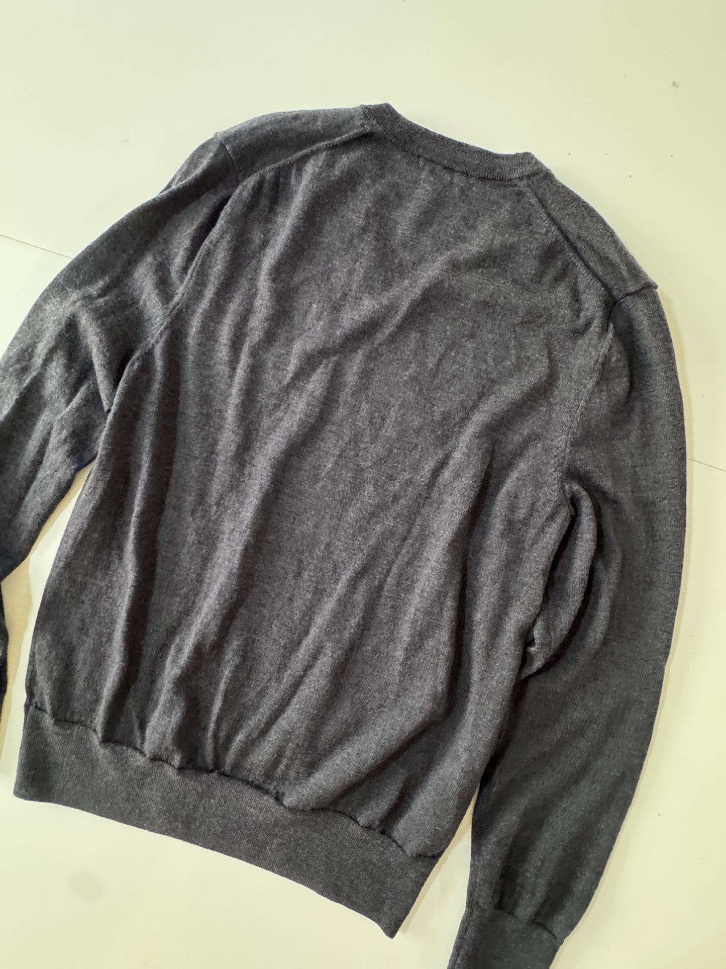 Sweater gris 100% Merino, Talla M, Hombre, Brooks Brothers