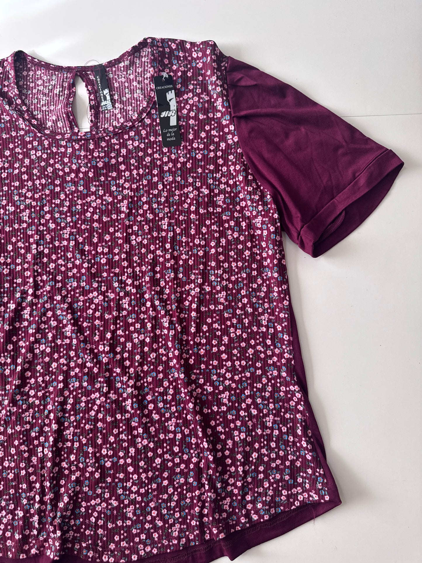 Playera estampada guinda, Talla M/L, Mujer, Creaciones HR