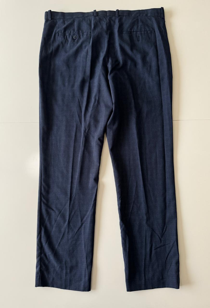 Pantalones de vestir de cuadros azul, Talla 38, Hombre