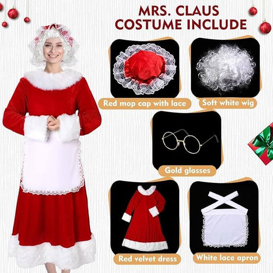Traje Mama Claus, 5 piezas, Talla XL, Mujer