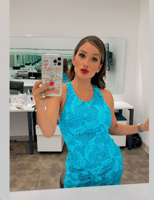 Vestido de encaje turquesa, Talla S, Mujer