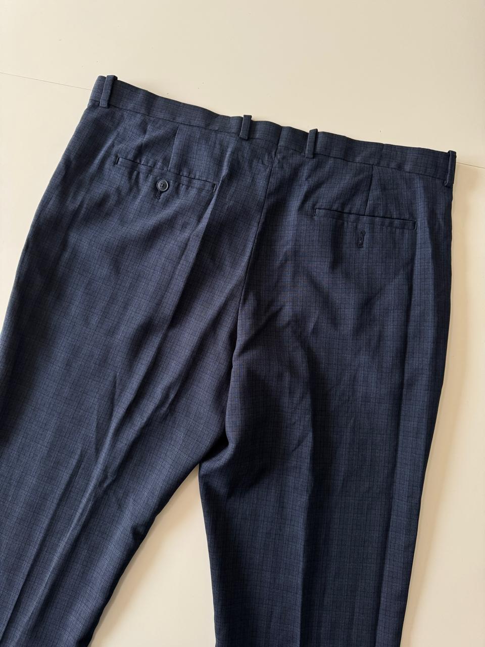 Pantalones de vestir de cuadros azul, Talla 38, Hombre