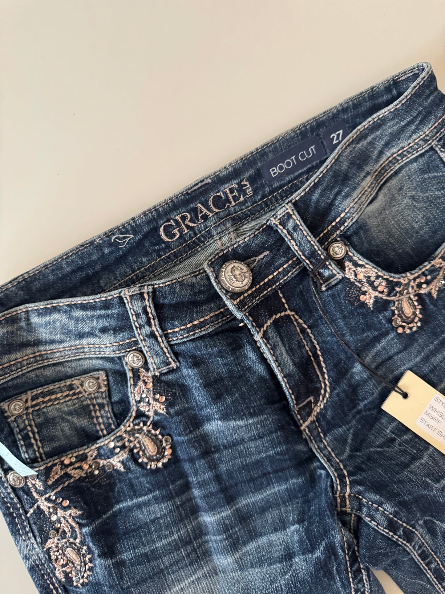 Jeans vaqueros con aplicaciones, Talla 27, Mujer, Grace