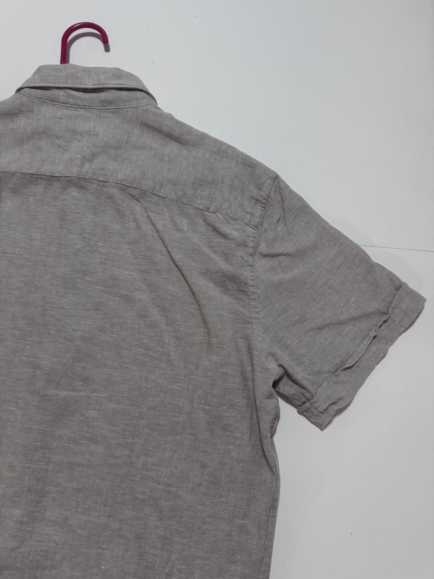 Camisa de lino beige, Talla M, Hombre, Perry Ellis