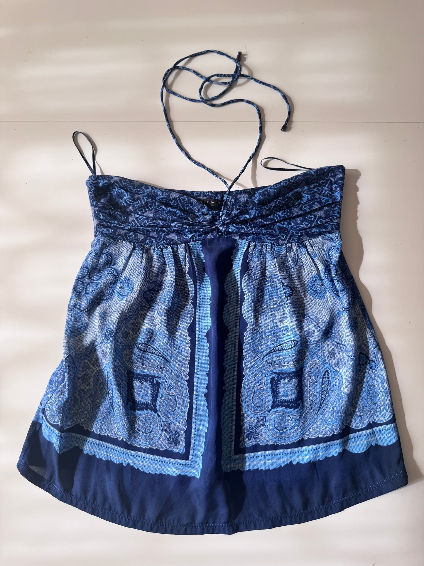 Top halter azul, Talla XS, Mujer, Mango