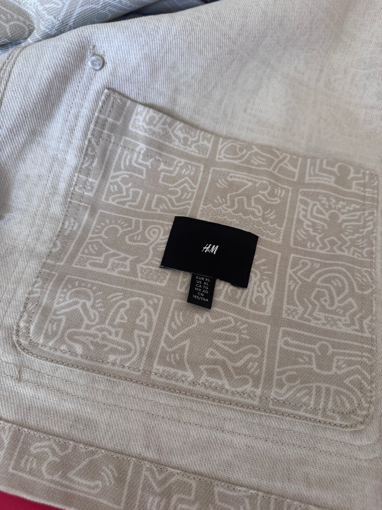Chaqueta de mezclilla estampada, Talla Xl, Hombre, Keith Haring