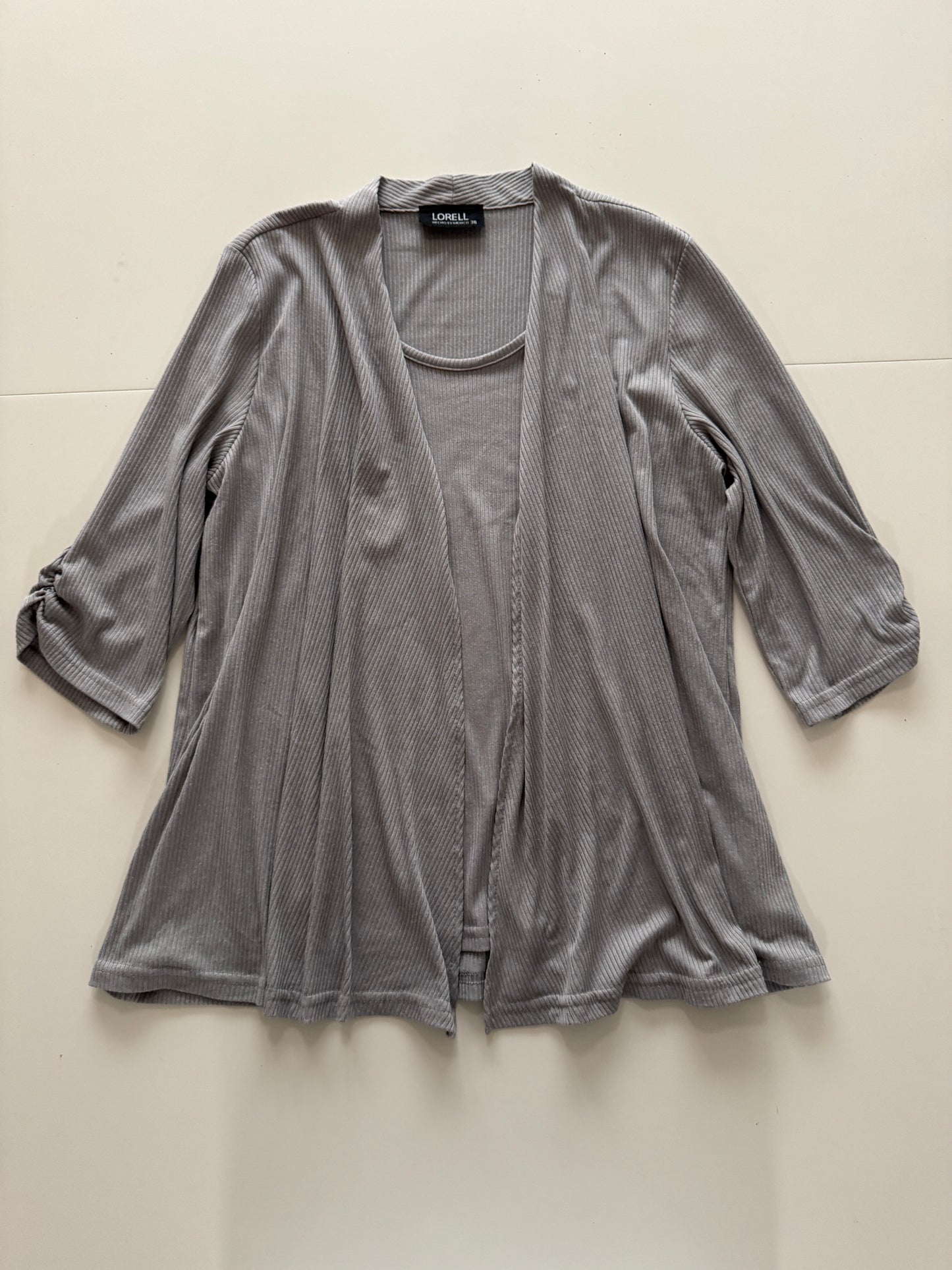 Blusa combinada gris, Talla 36, M/L, Mujer, Lorell