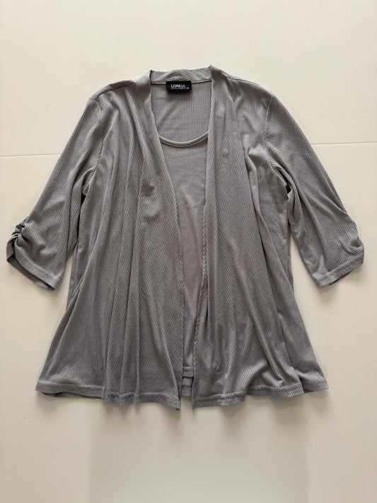 Blusa combinada gris, Talla 36, M/L, Mujer, Lorell