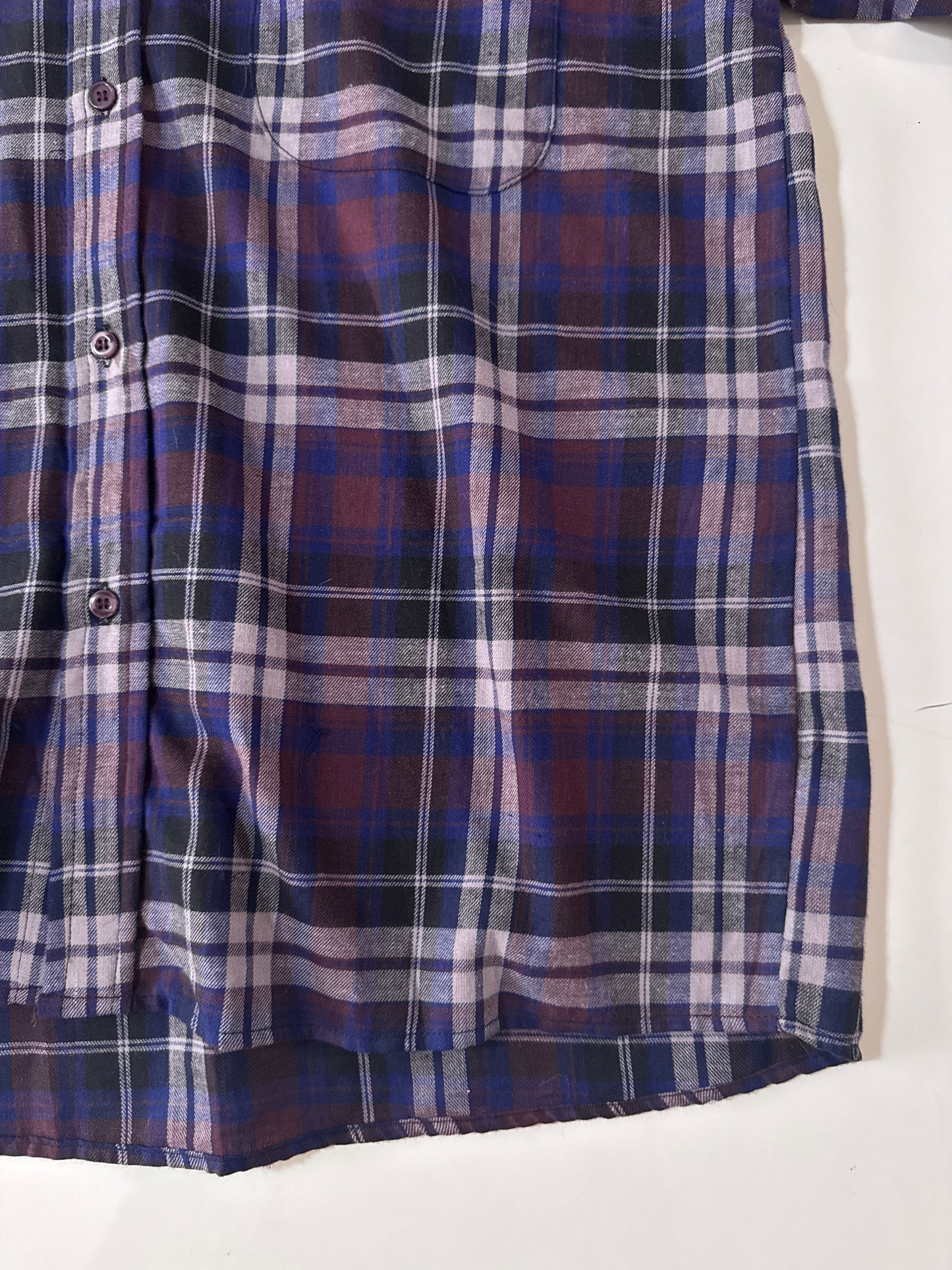 Camisa manga corta cuadros morados, Talla Xl, Hombre, Hugo Hill