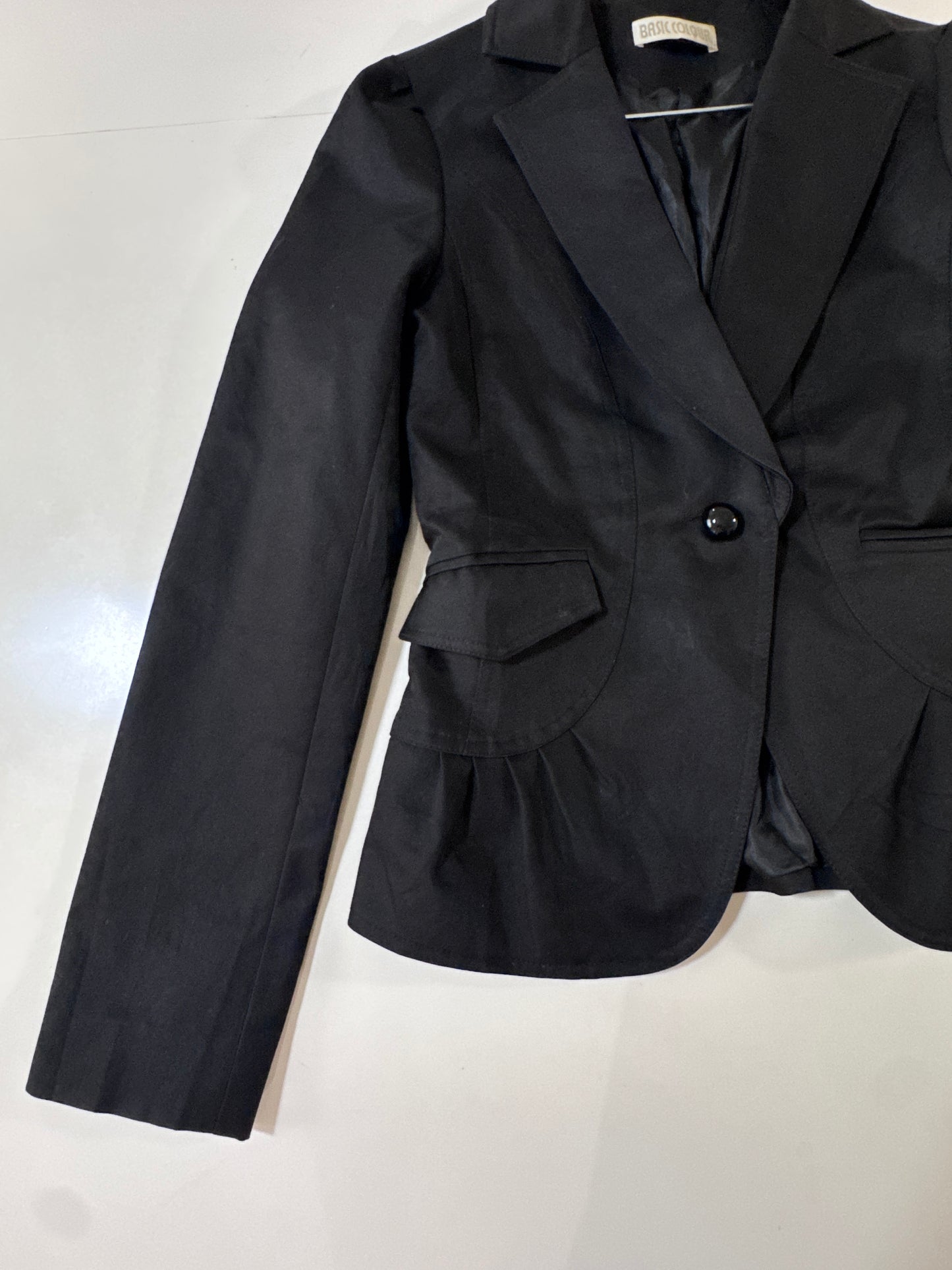 Blazer negro satinado, Talla Xs, Mujer, Basic Colour