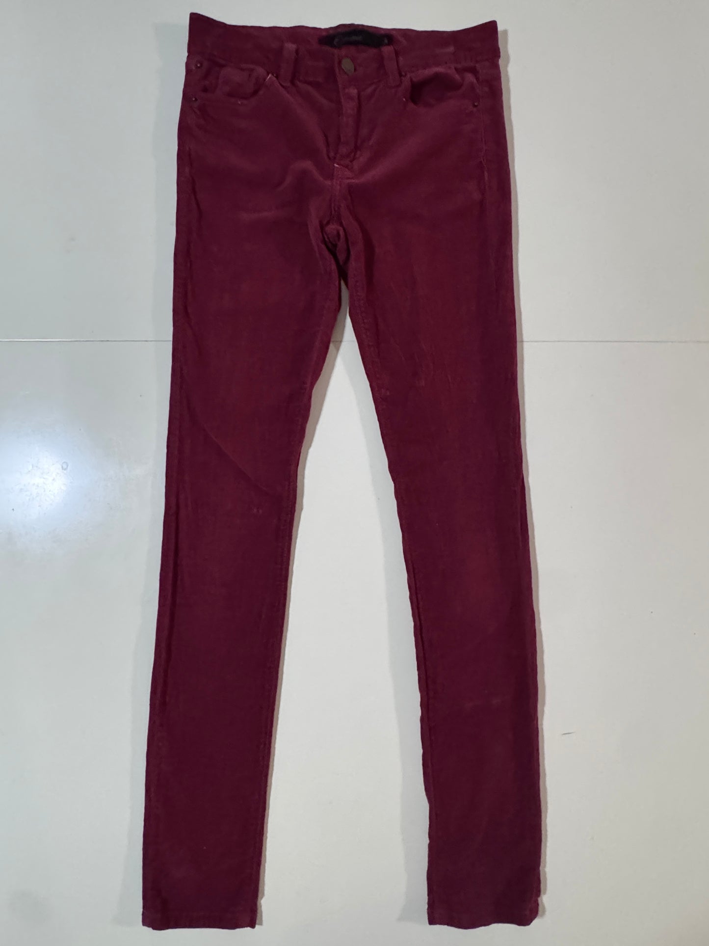 Pantalones skinny de corduroy rojos, Talla 3, XS, Mujer, Eunina