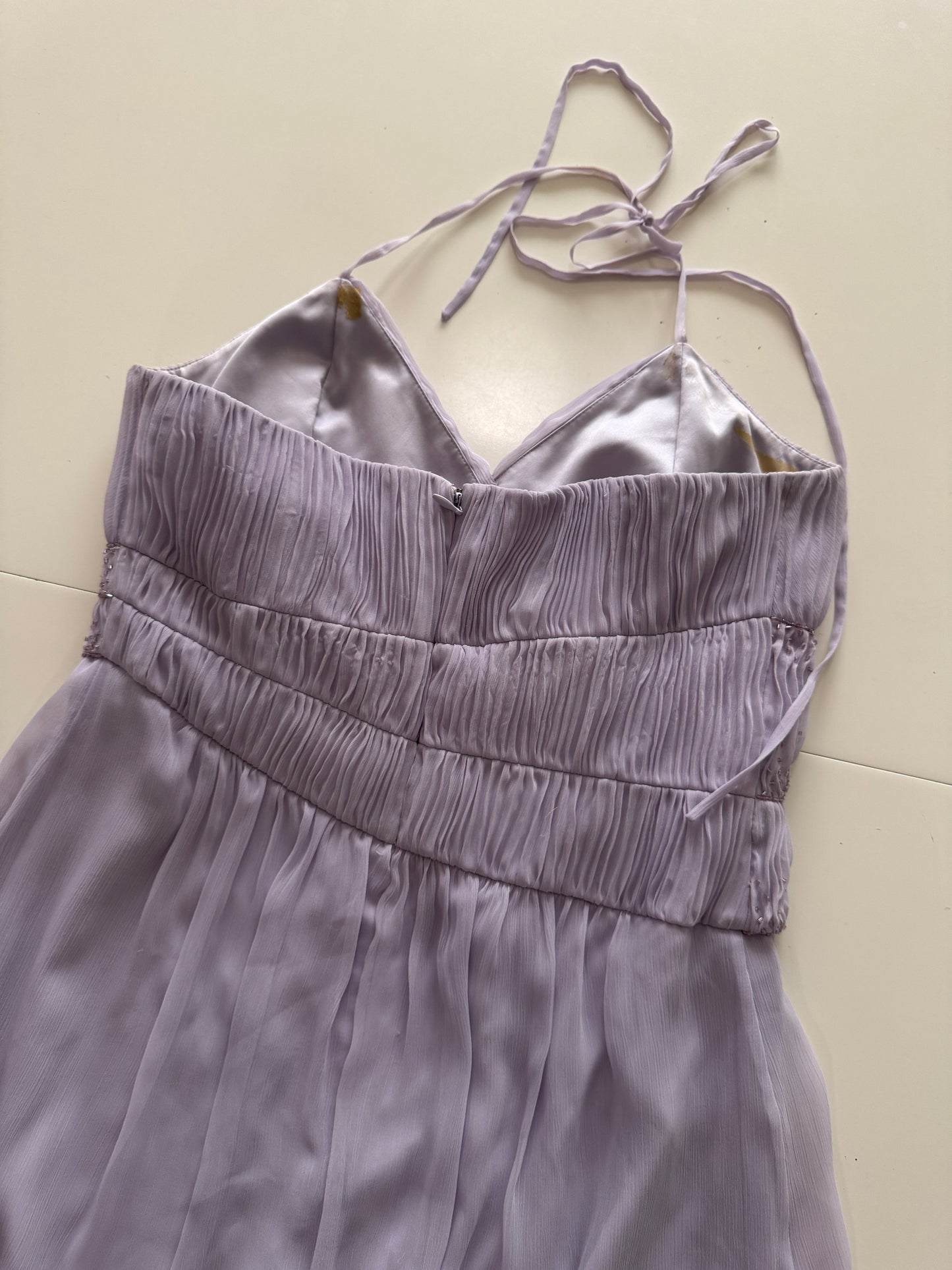 Vestido drapeado lila, Talla 8,L, Mujer