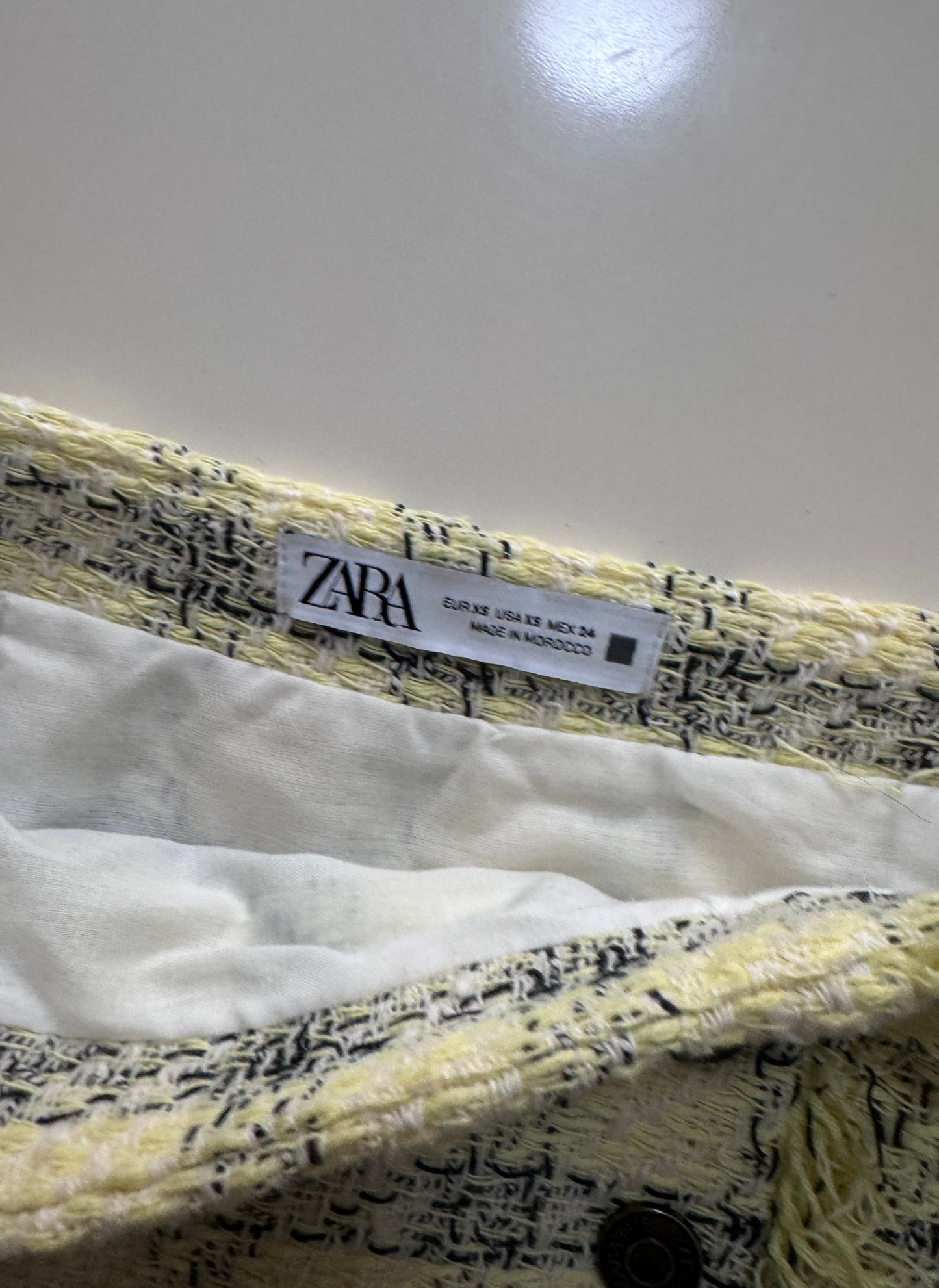 Falda de tweed amarilla, Talla Xs, 24, Mujer, Zara