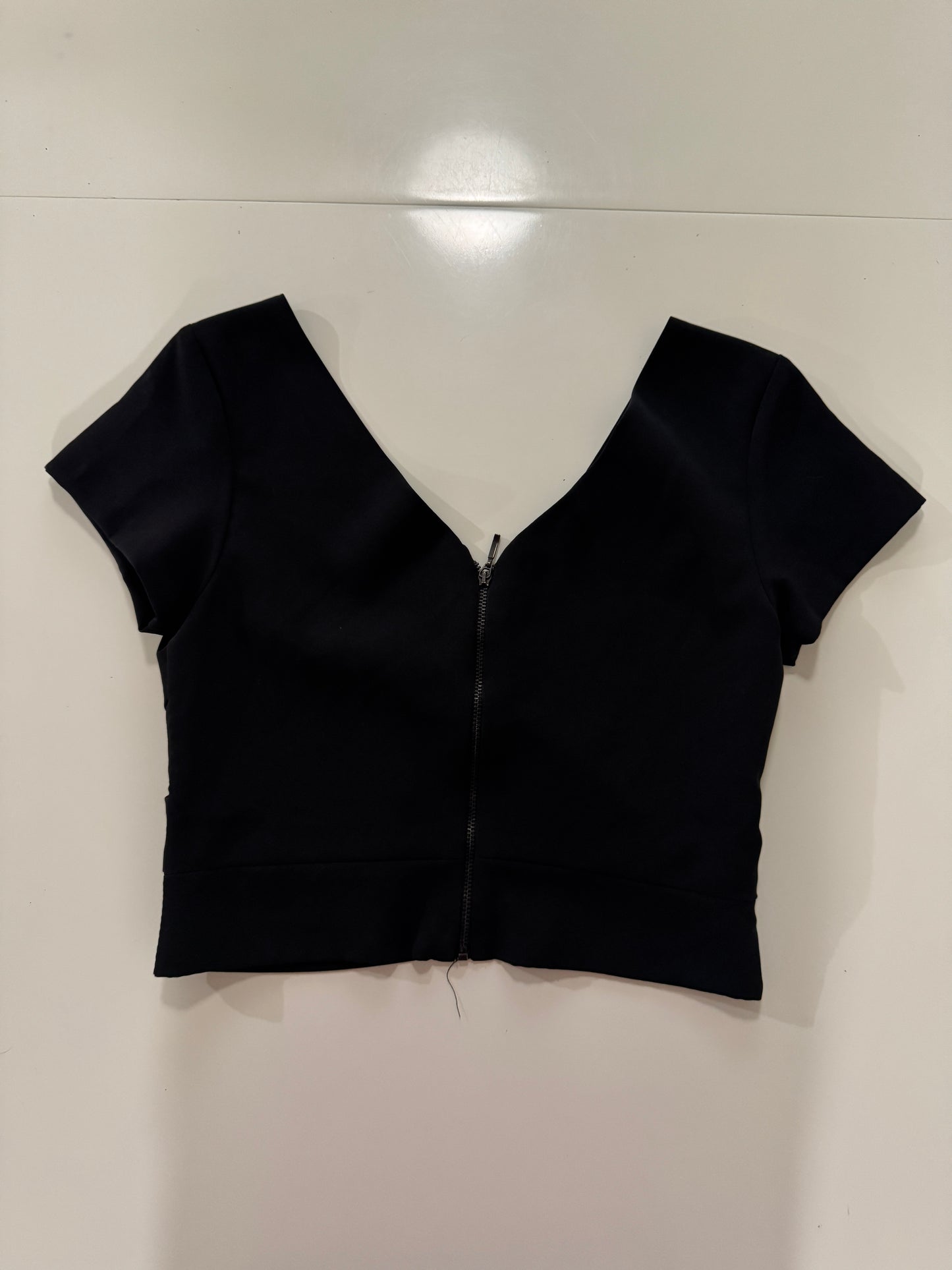 Crop top negro, Talla S,26, Mujer, Zara