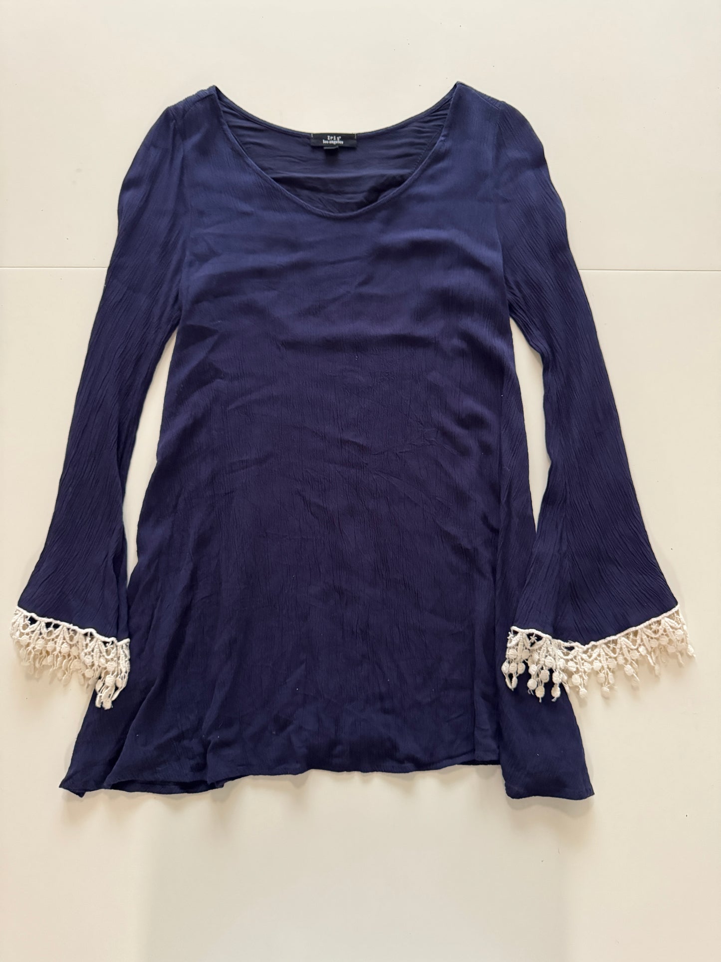 Blusa azul, manga larga, Talla S, Mujer, Iris