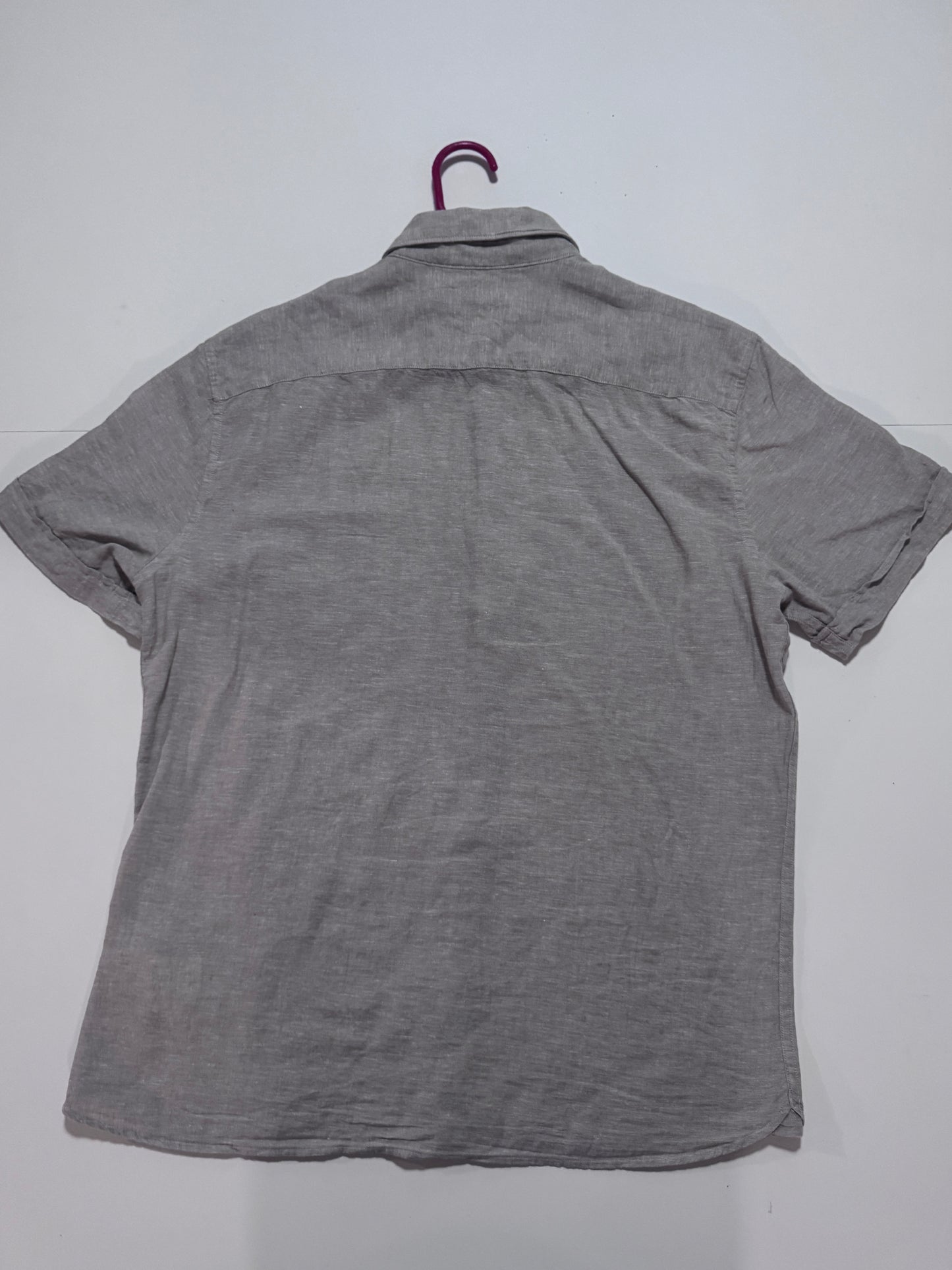 Camisa de lino beige, Talla M, Hombre, Perry Ellis