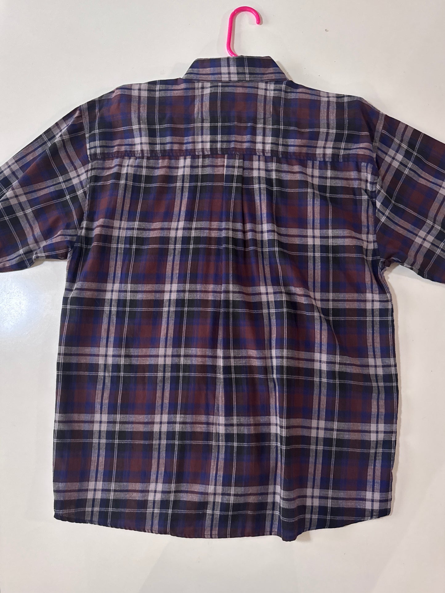 Camisa manga corta cuadros morados, Talla Xl, Hombre, Hugo Hill