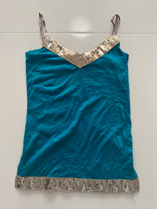 Blusa con aplique de lentejuela, Talla S, Mujer, Dios