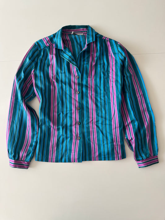 Camisa de rayas turquesa, Talla S, Mujer, Shirts for Her