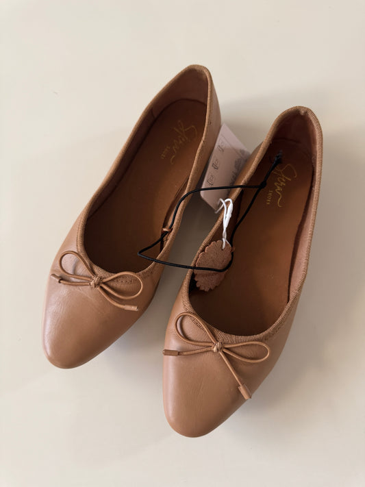 Flats beige de piel, Talla 25mx, 7.5Usa, 38Eur, Mujer, Sfera