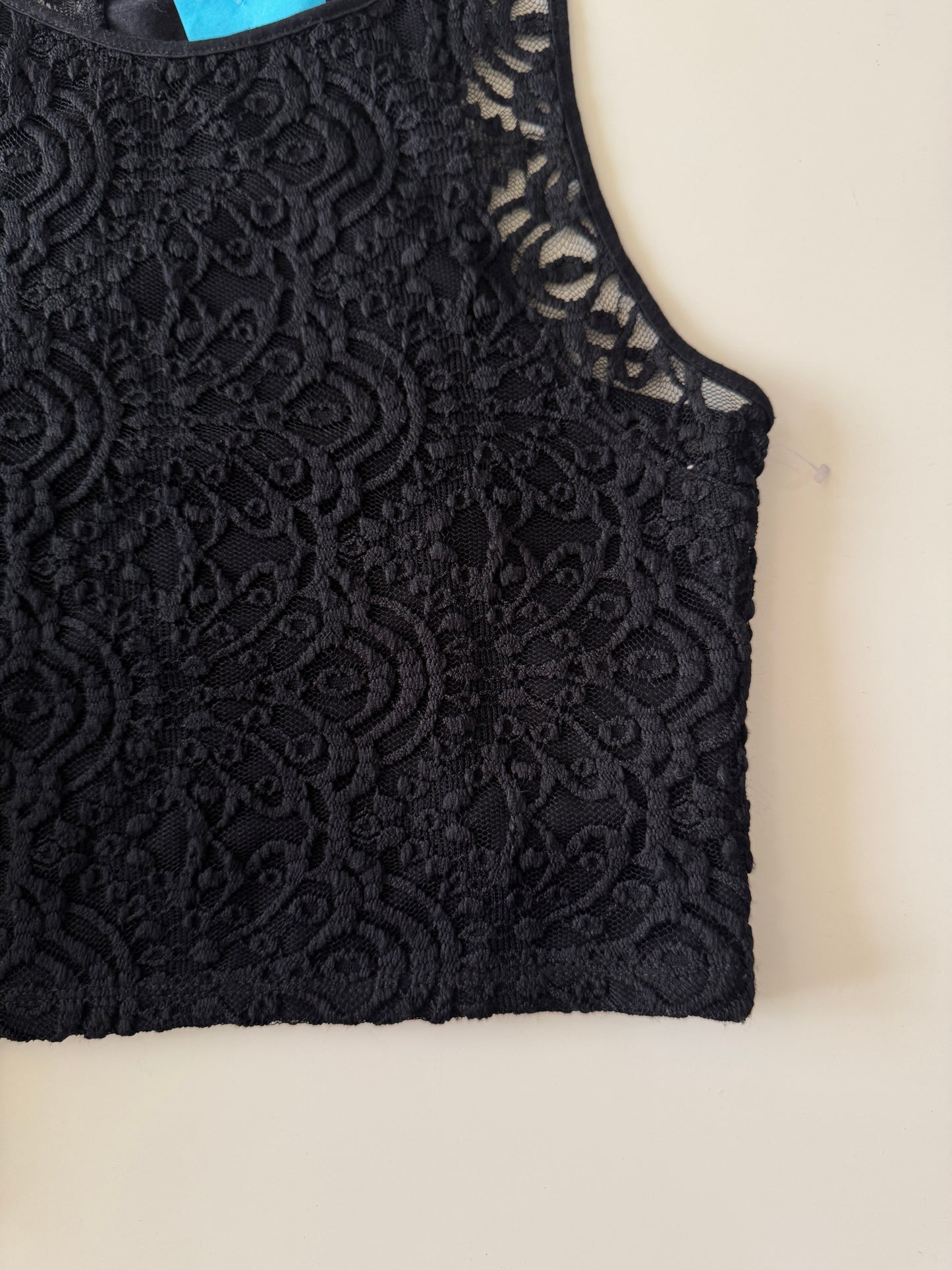 Crop top negro de encaje, Talla M, Mujer, Forever 21