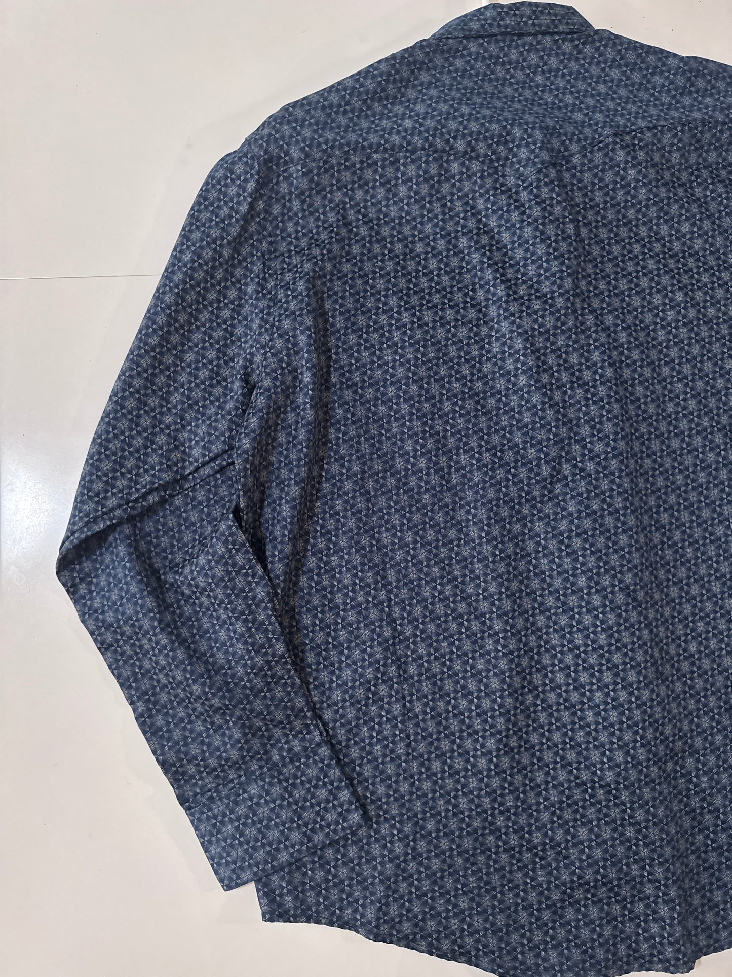 Camisa estampada rombos azul, Talla L, 42, Hombre, Kracto