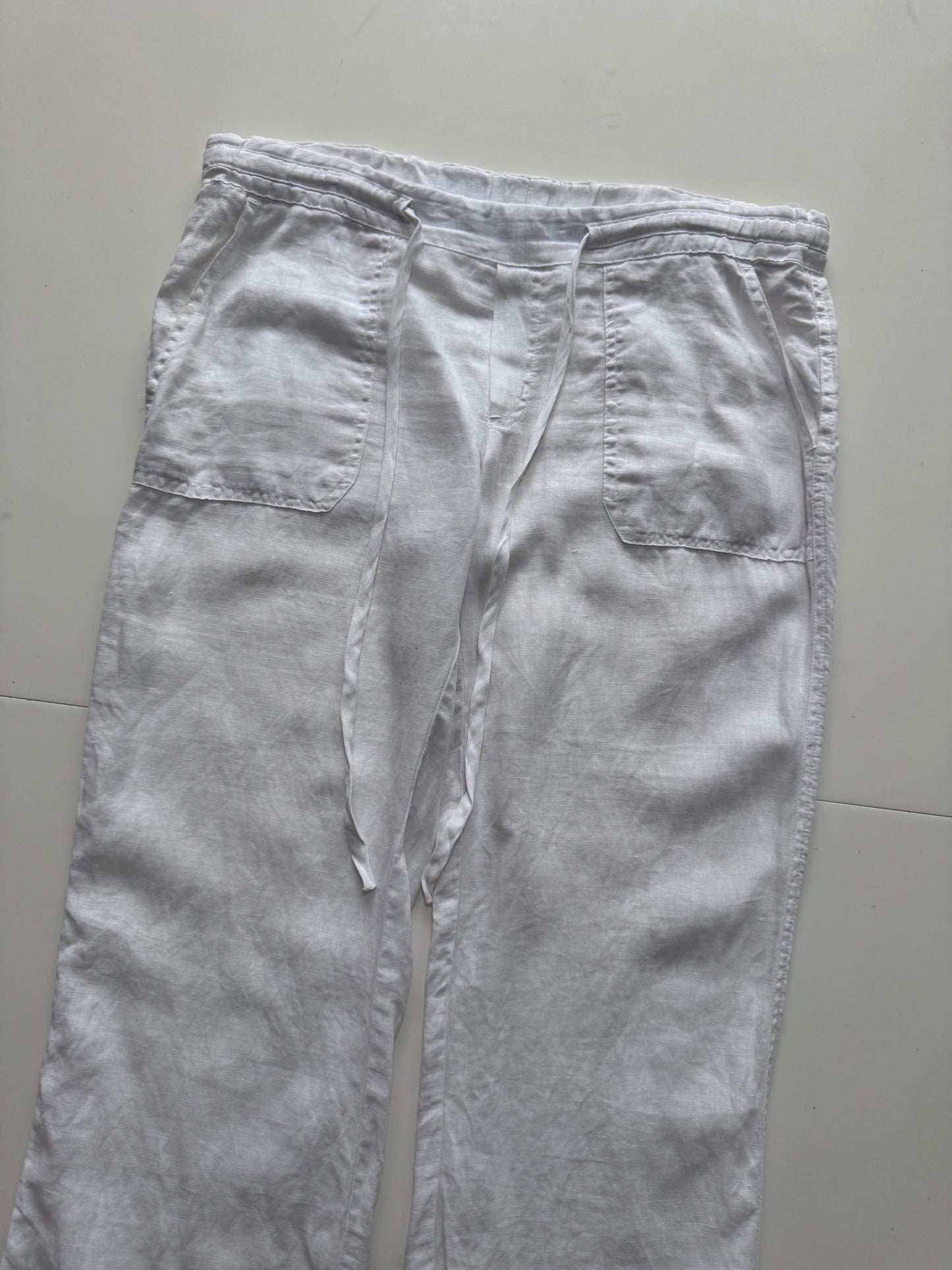 Pantalones blancos de lino, Talla Xs, Mujer, Allen allen