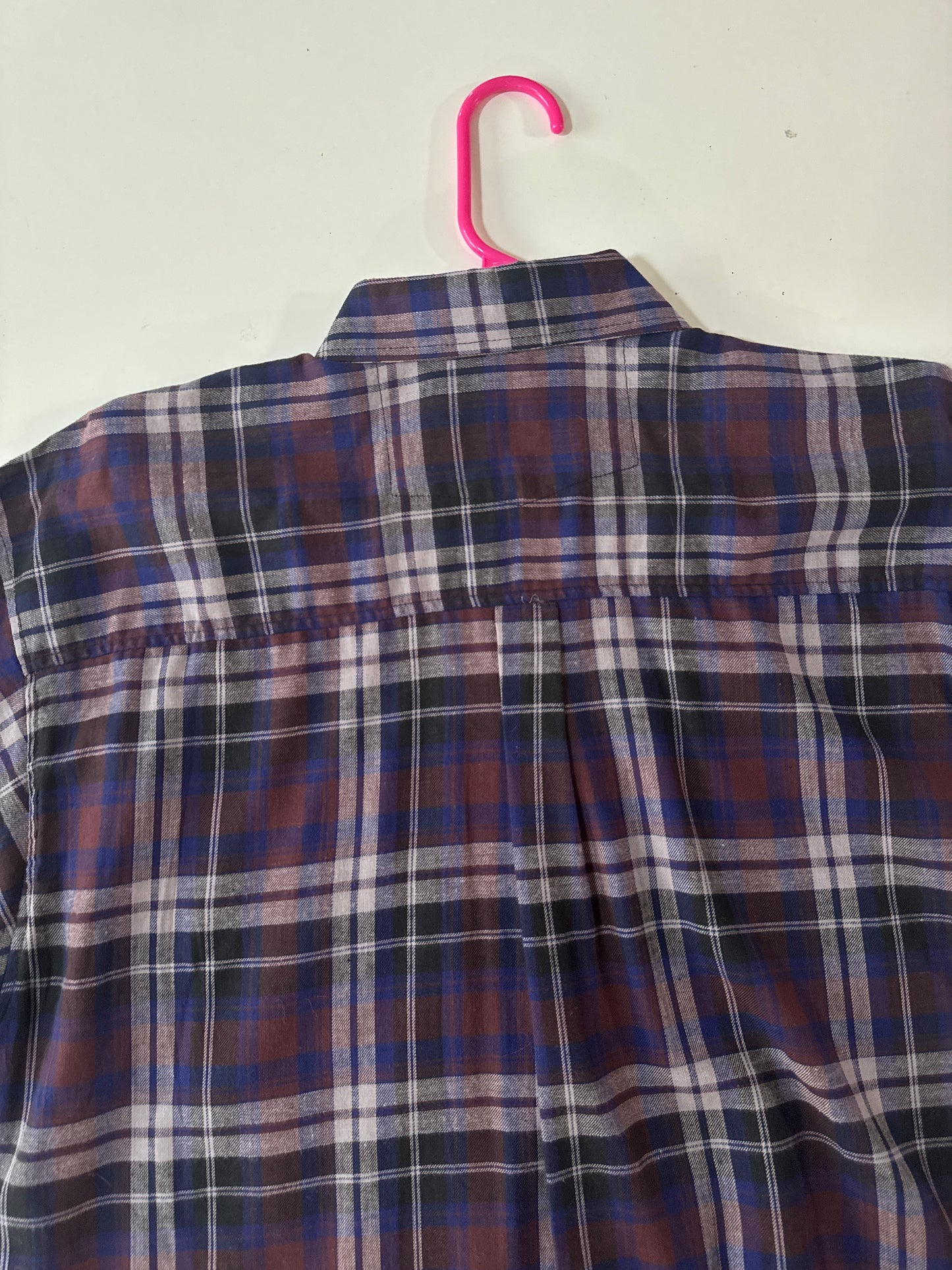Camisa manga corta cuadros morados, Talla Xl, Hombre, Hugo Hill