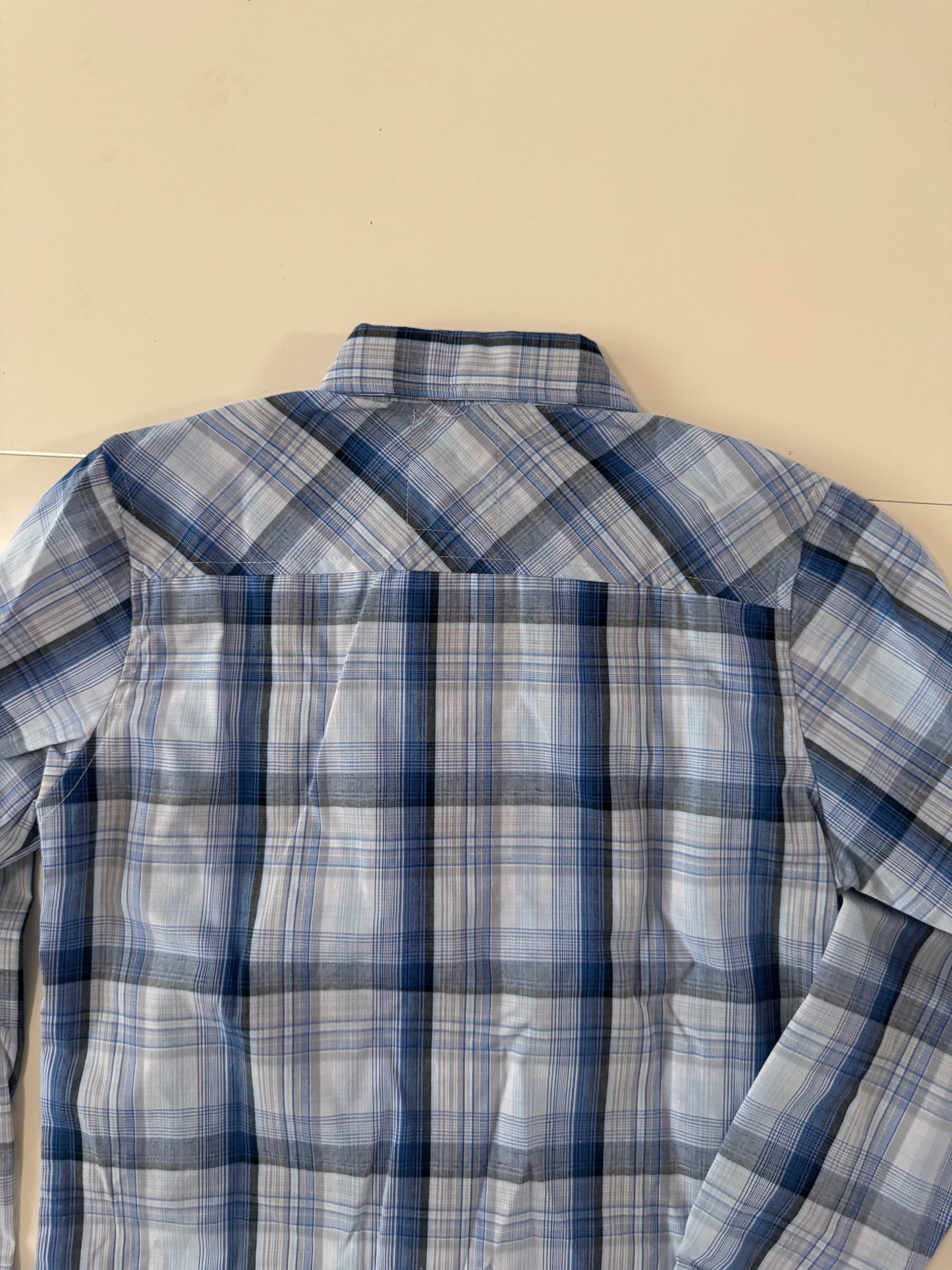 Camisa vaquera de cuadros celeste, Talla 12 años, MC Shirt, Niño