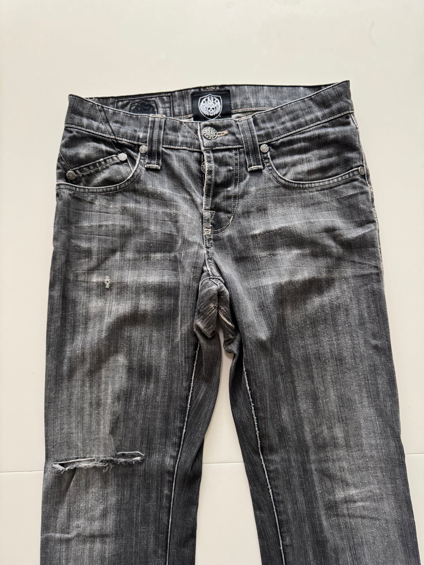 Jeans reparados grises, Talla 30, Hombre